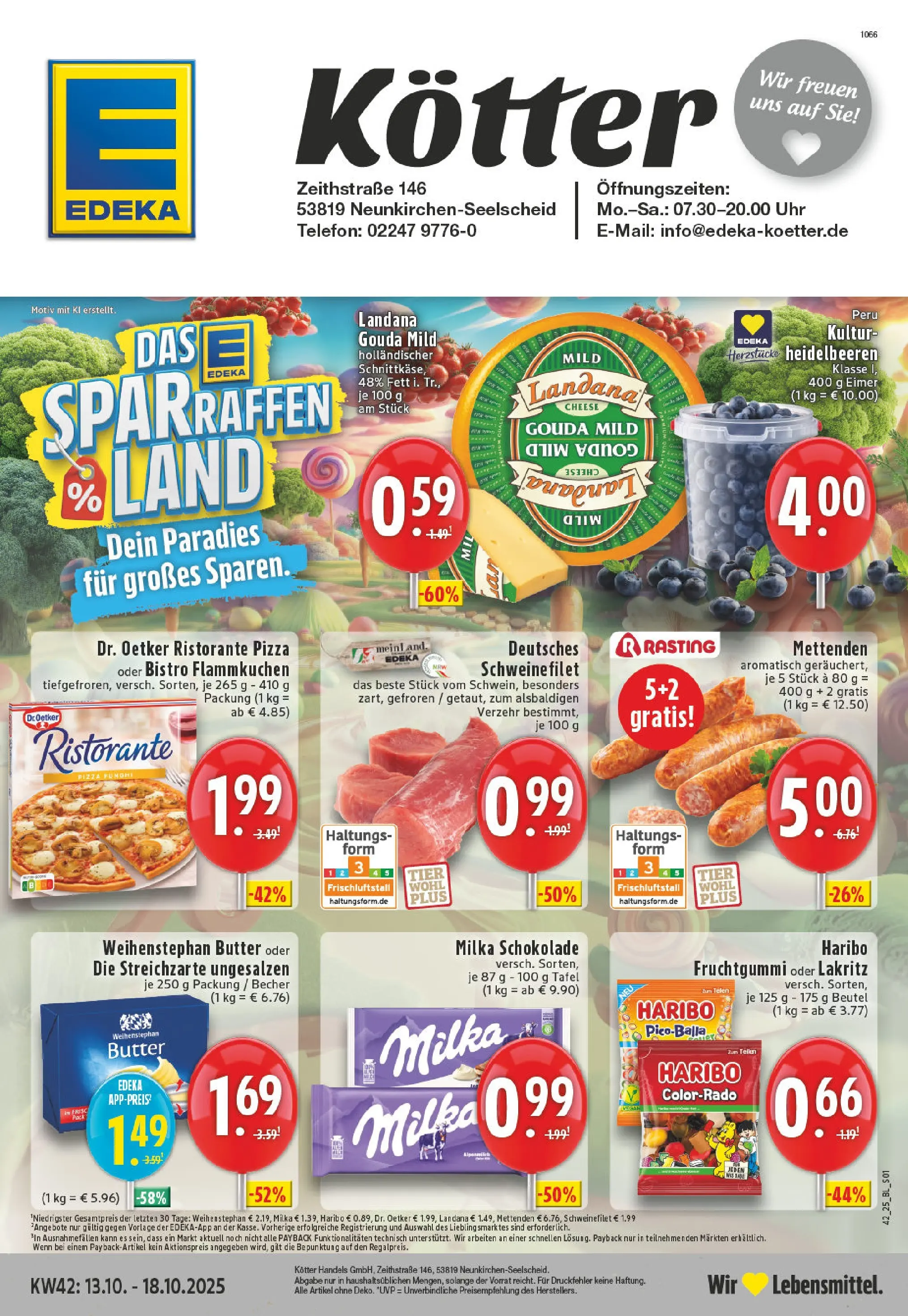 Edeka prospekt Neunkirchen - Seelscheid	 (ab 13.10.2025) » Angebote Online | Seite: 1 | Produkte: Haribo, Butter, Gouda, Uhr