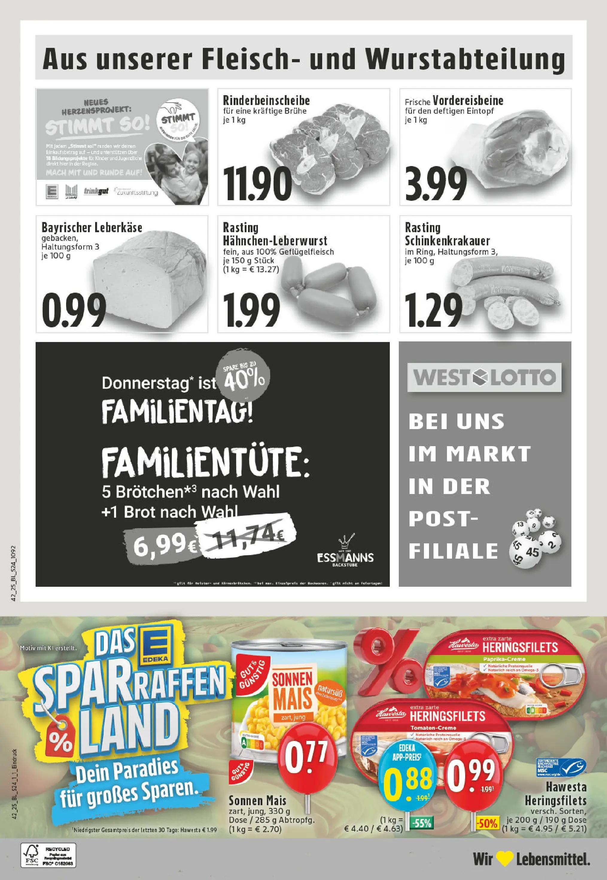 Edeka prospekt Billerbeck	 (ab 13.10.2025) » Angebote Online | Seite: 24 | Produkte: Brot, Fleisch, Leberkase