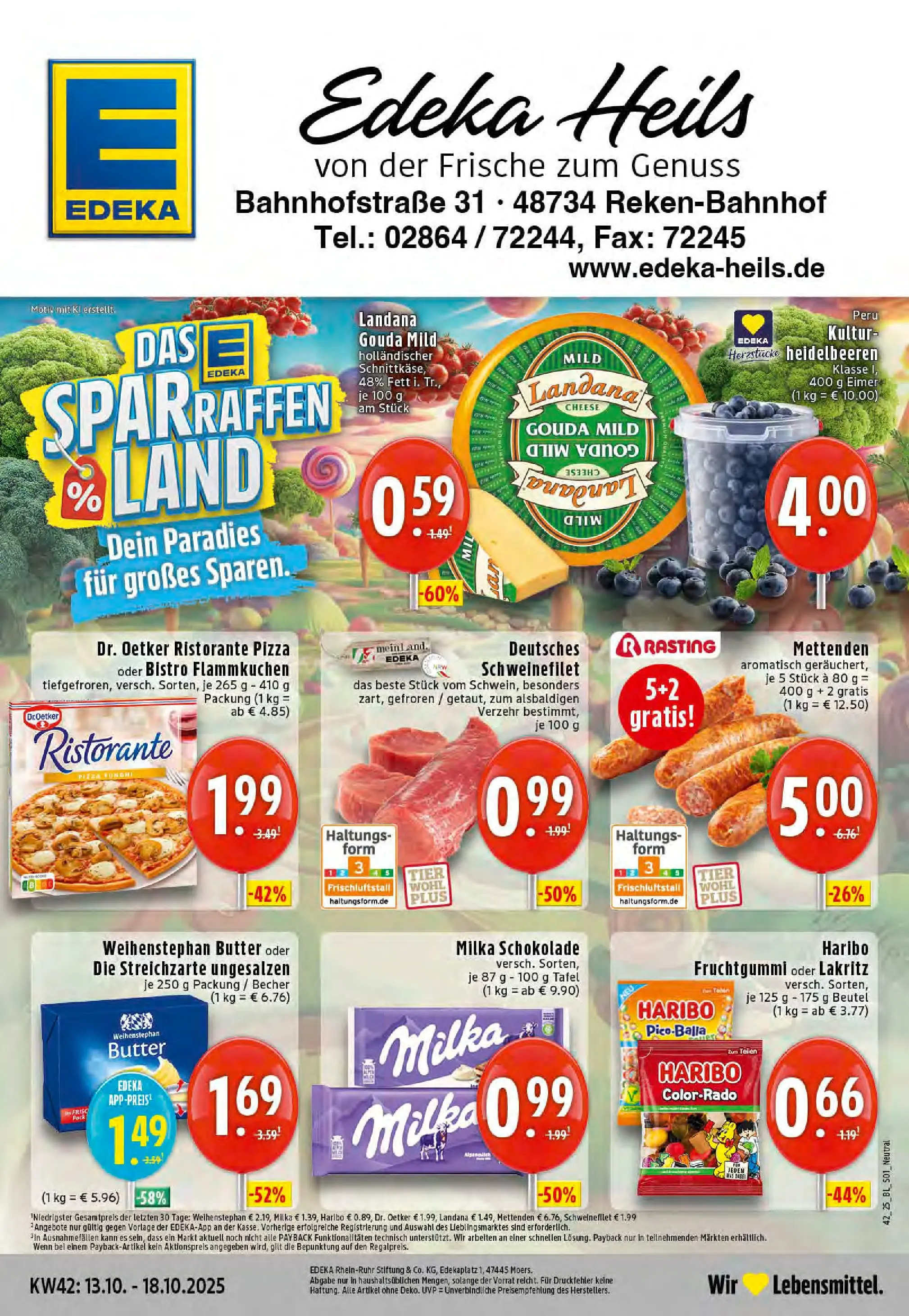 Edeka prospekt Reken-Bahnhof	 (ab 13.10.2025) » Angebote Online | Seite: 1 | Produkte: Ristorante, Haribo, Butter, Pizza