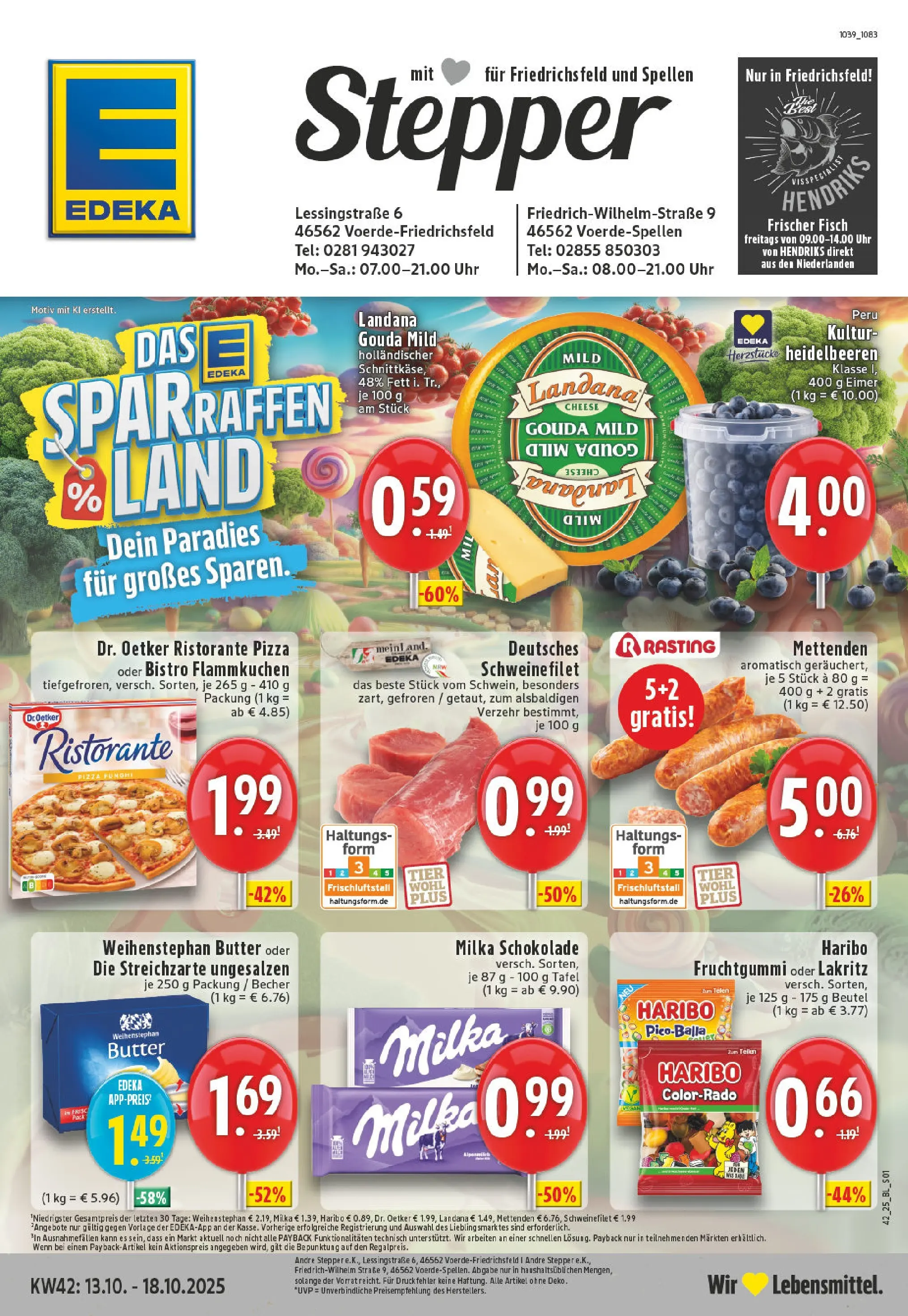 Edeka prospekt Voerde	 (ab 13.10.2025) » Angebote Online | Seite: 1 | Produkte: Milka schokolade, Gouda, Pizza, Uhr