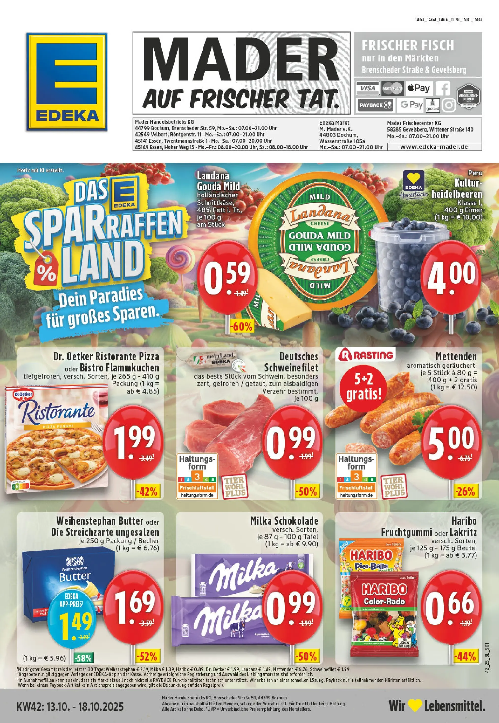 Edeka prospekt Essen	 (ab 13.10.2025) » Angebote Online | Seite: 1 | Produkte: Ristorante, Schokolade, Milka schokolade, Fisch
