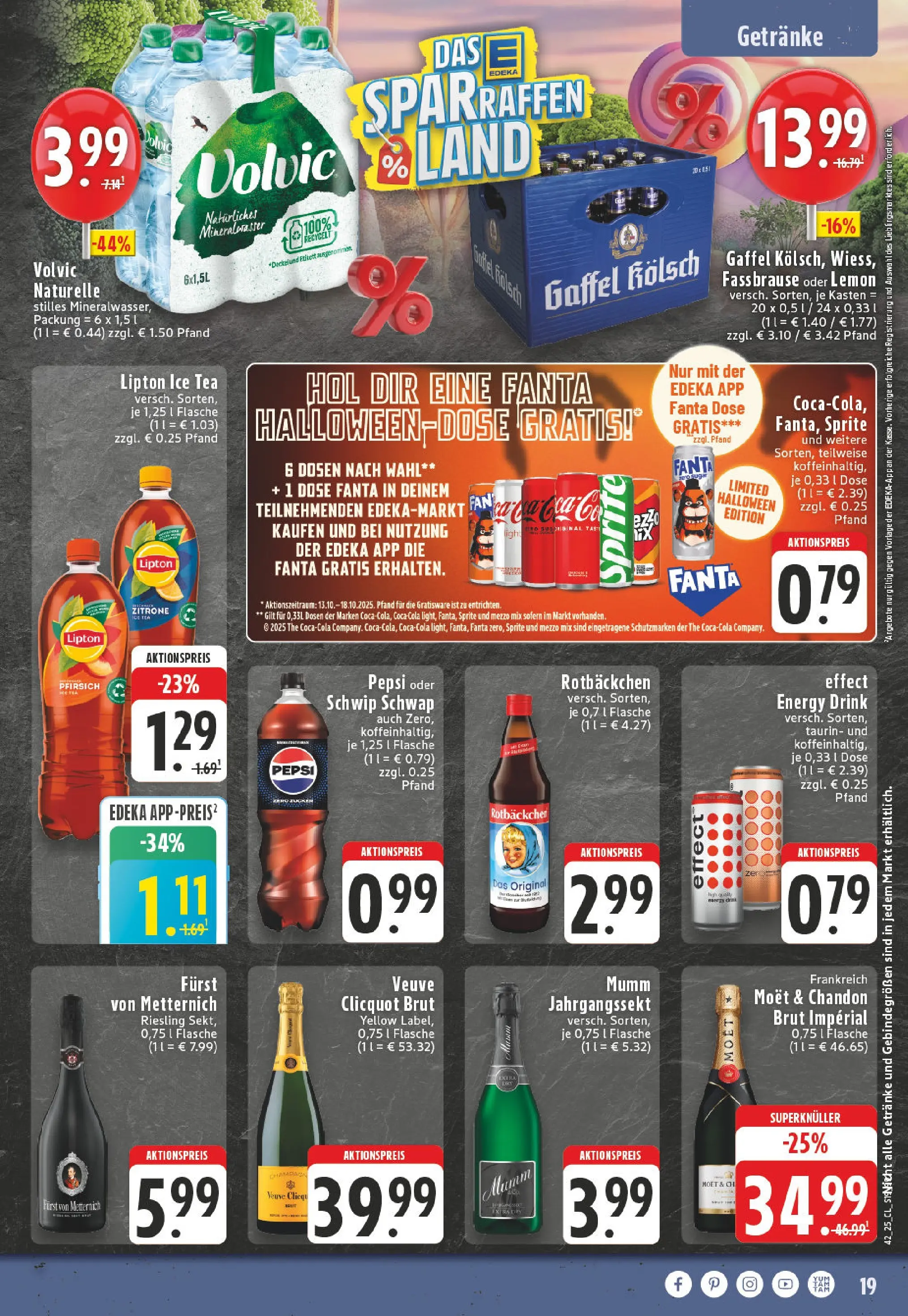 Edeka prospekt Köln-Lindenthal	 (ab 13.10.2025) » Angebote Online | Seite: 19 | Produkte: Furst von metternich, Fanta, Zitrone, Volvic