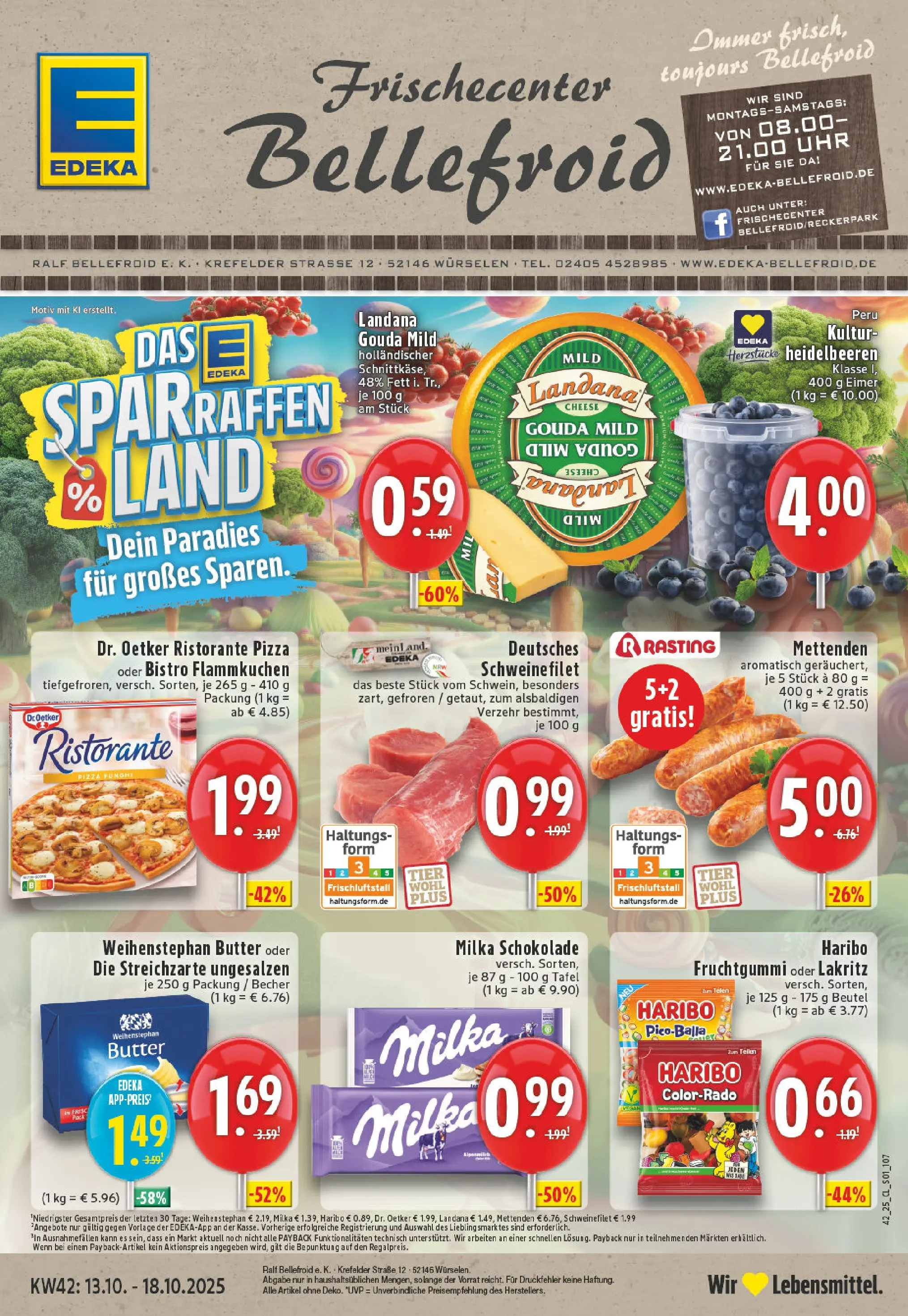 Edeka prospekt Würselen	 (ab 13.10.2025) » Angebote Online | Seite: 1 | Produkte: Gouda, Weihenstephan butter, Schweinefilet, Pizza