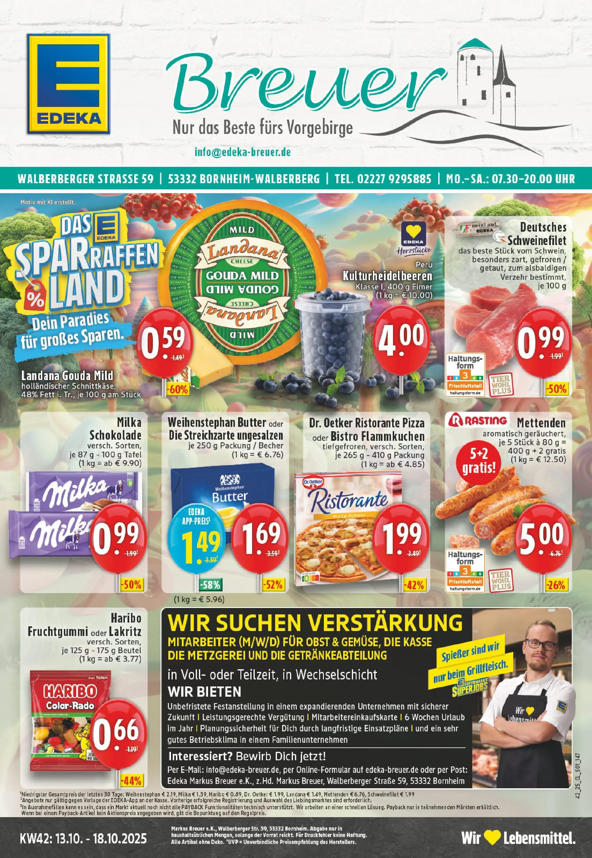 Edeka prospekt Bornheim-Walberberg	 (ab 13.10.2025) » Angebote Online | Seite: 1 | Produkte: Butter, Schokolade, Milka, Schweinefilet