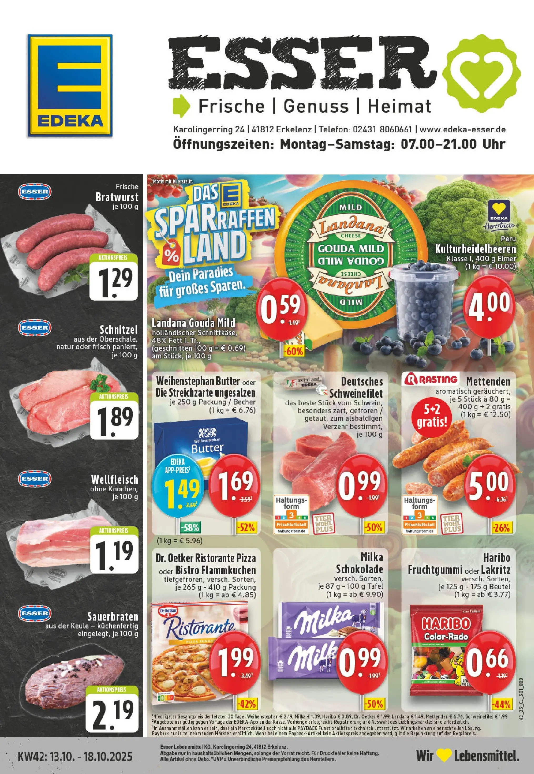 Edeka prospekt Erkelenz	 (ab 13.10.2025) » Angebote Online | Seite: 1 | Produkte: Haribo, Schokolade, Milka, Weihenstephan butter