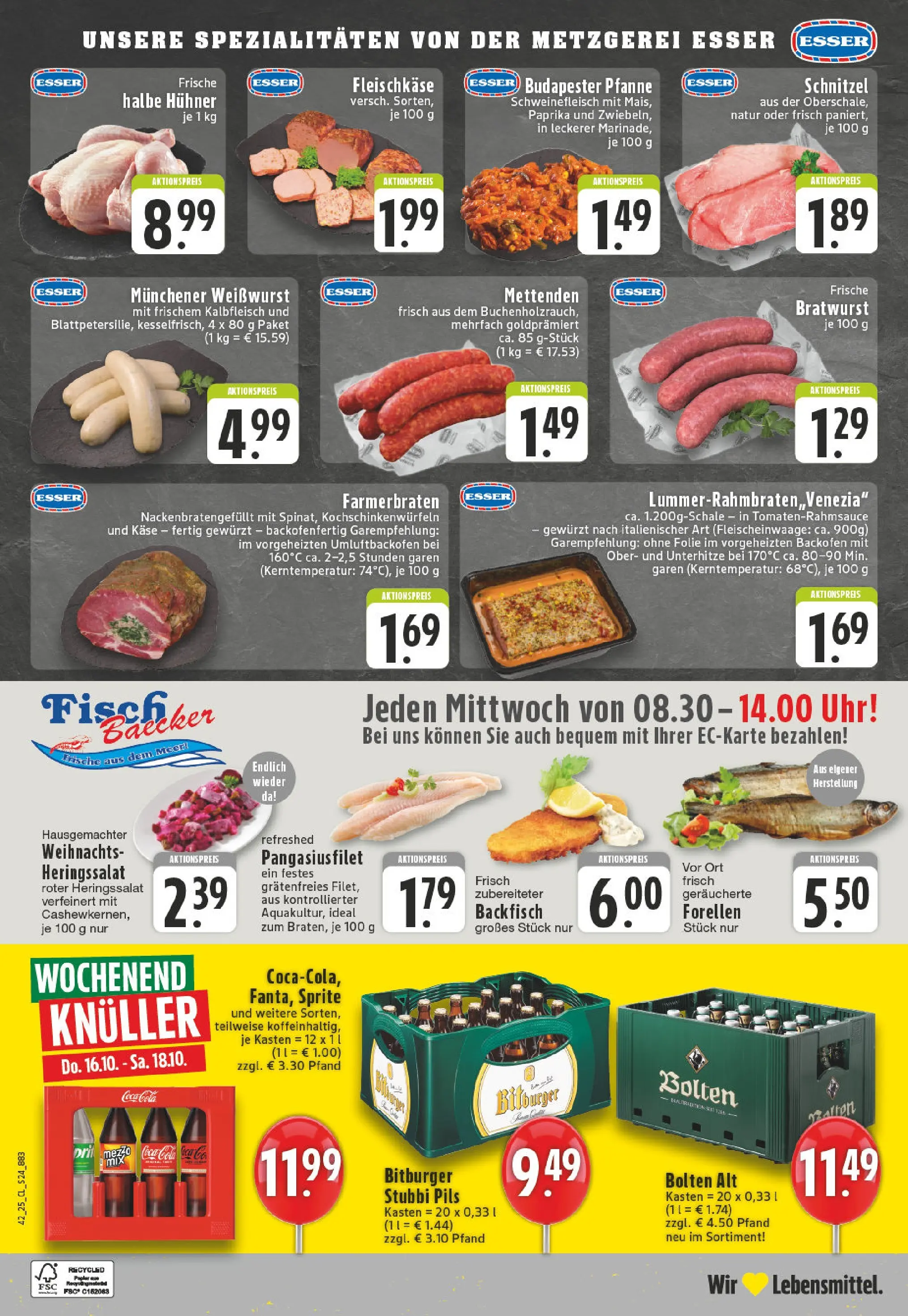 Edeka prospekt Erkelenz	 (ab 13.10.2025) » Angebote Online | Seite: 24 | Produkte: Bitburger, Käse, Weißwurst, Fisch