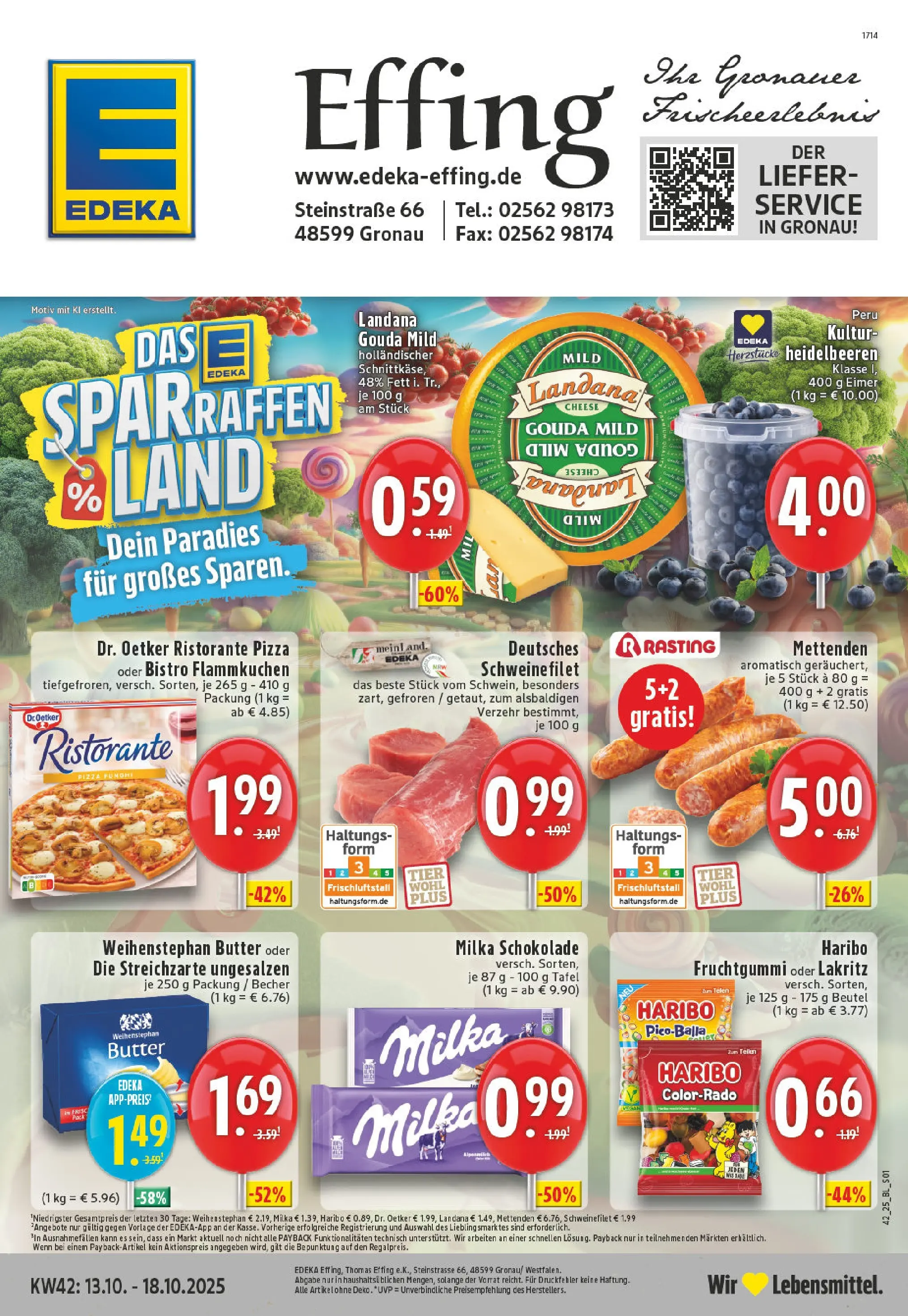 Edeka prospekt Gronau	 (ab 13.10.2025) » Angebote Online | Seite: 1 | Produkte: Haribo, Butter, Schokolade, Heidelbeeren