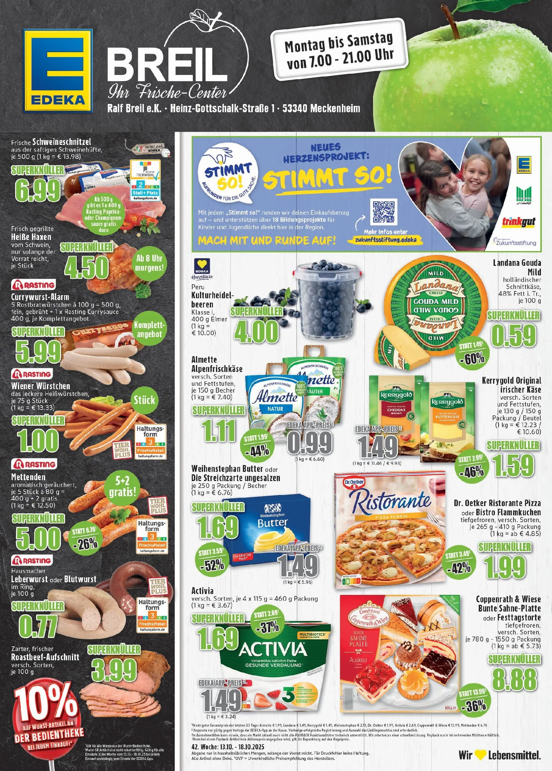 Edeka prospekt Meckenheim	 (ab 13.10.2025) » Angebote Online | Seite: 1 | Produkte: Ristorante, Käse, Weihenstephan butter, Sahne