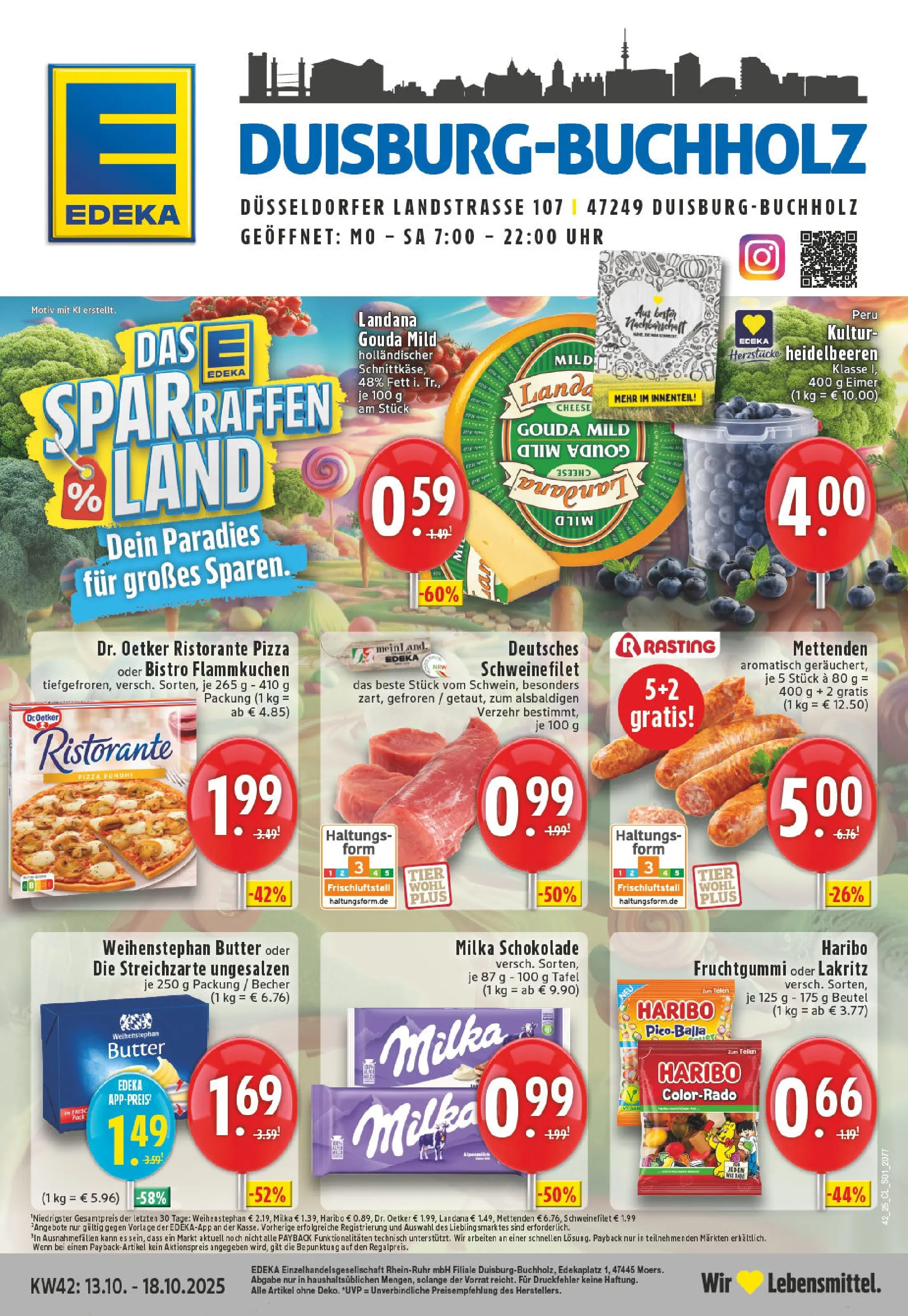 Edeka prospekt Duisburg	 (ab 13.10.2025) » Angebote Online | Seite: 1 | Produkte: Schokolade, Gouda, Weihenstephan butter, Schweinefilet