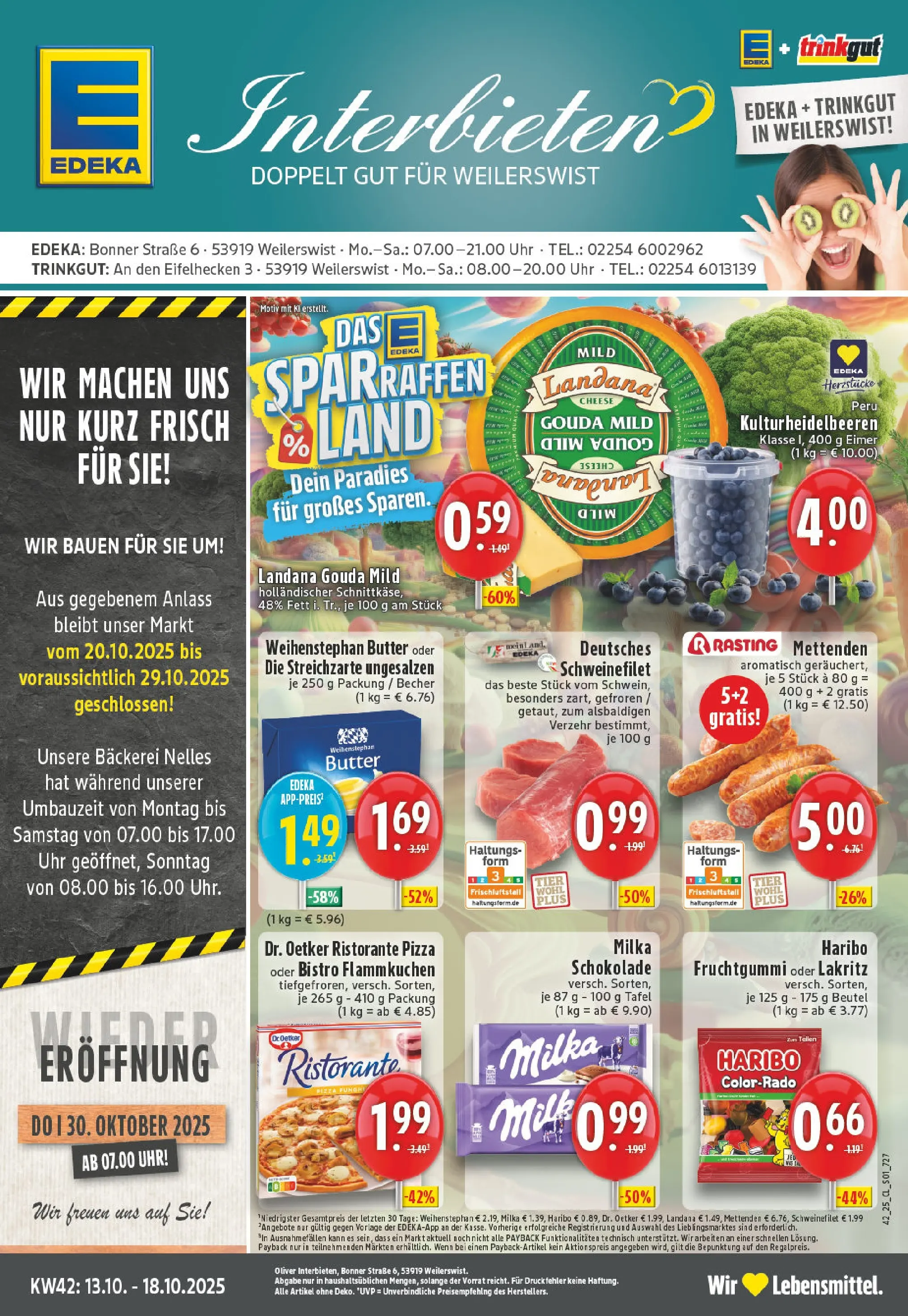 Edeka prospekt Weilerswist	 (ab 13.10.2025) » Angebote Online | Seite: 1 | Produkte: Bäckerei, Schokolade, Gouda, Milka