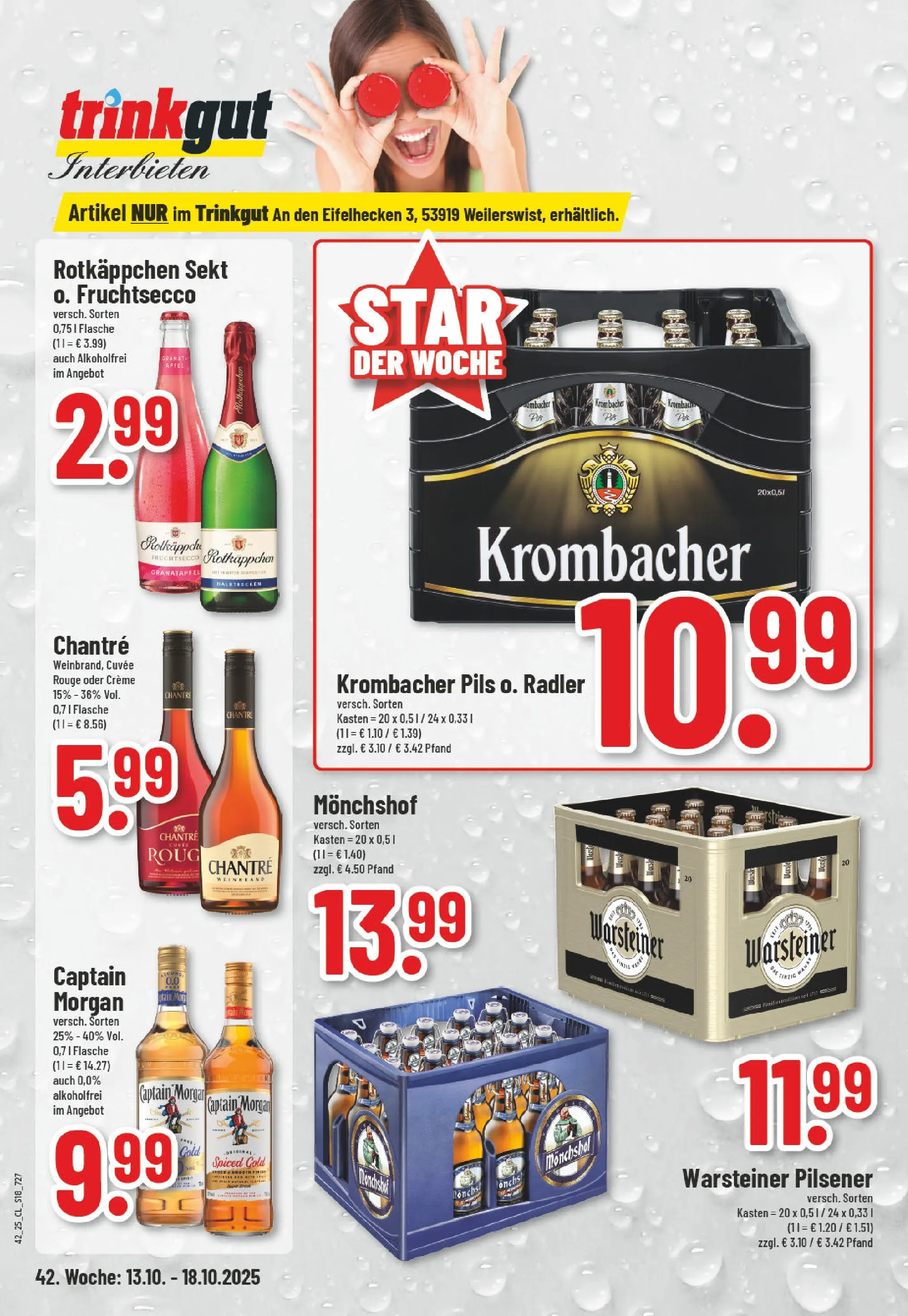 Edeka prospekt Weilerswist	 (ab 13.10.2025) » Angebote Online | Seite: 18 | Produkte: Pils, Rouge, Captain morgan, Rotkäppchen