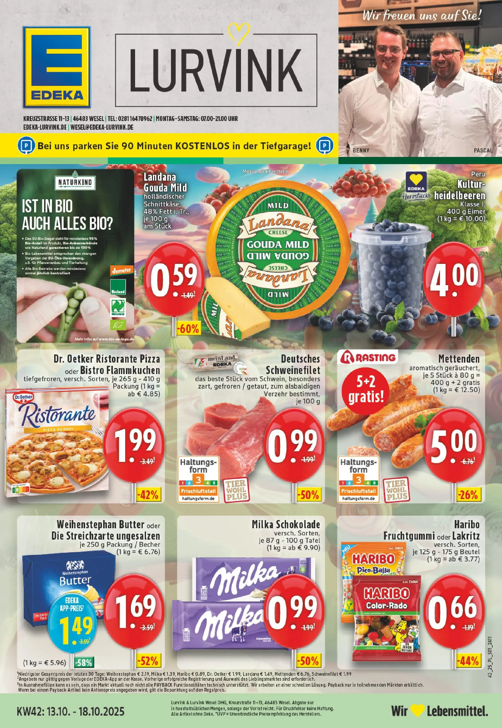Edeka prospekt Wesel	 (ab 13.10.2025) » Angebote Online | Seite: 1 | Produkte: Butter, Milka schokolade, Weihenstephan butter, Pizza