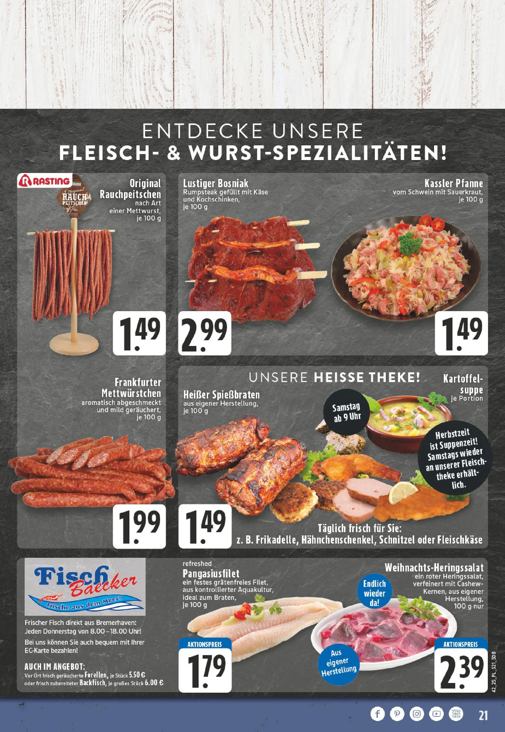 Edeka prospekt Kerken-Aldekerk	 (ab 13.10.2025) » Angebote Online | Seite: 21 | Produkte: Käse, Theke, Fisch, Uhr