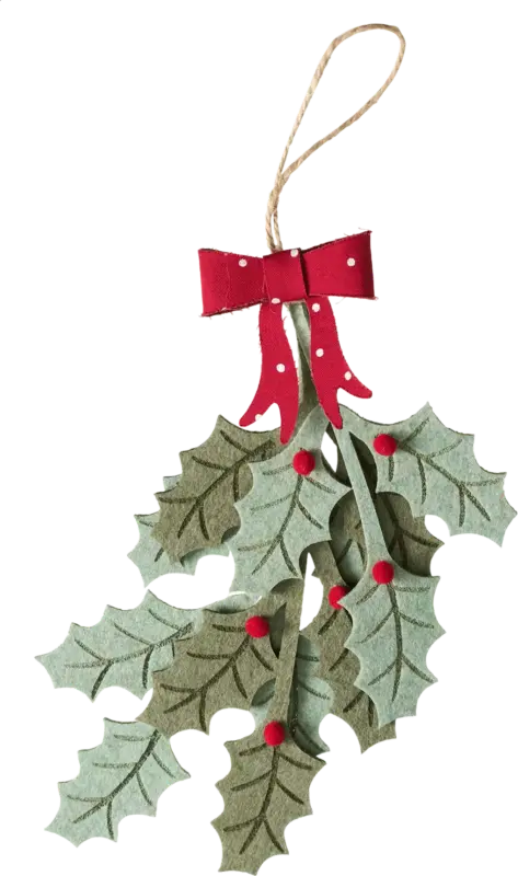 Dekorieren & Einrichten Filzzweig, Ilex mit Schleife zum Aufhängen