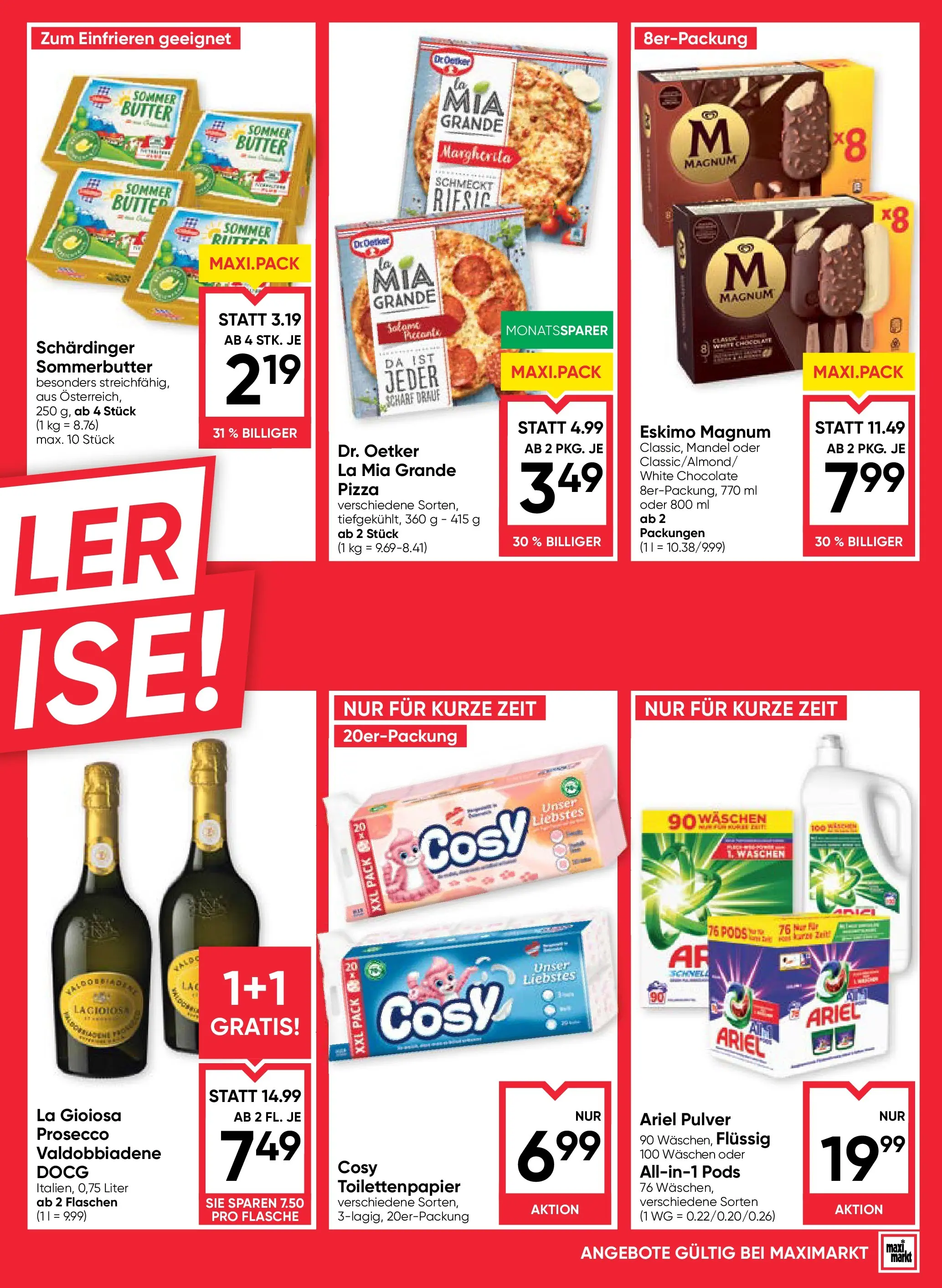 Maximarkt Anif, Bruck an der Großglocknerstraße von 16.10.2025 - Aktuelle Angebote | Seite: 5 | Produkte: Butter, Pizza