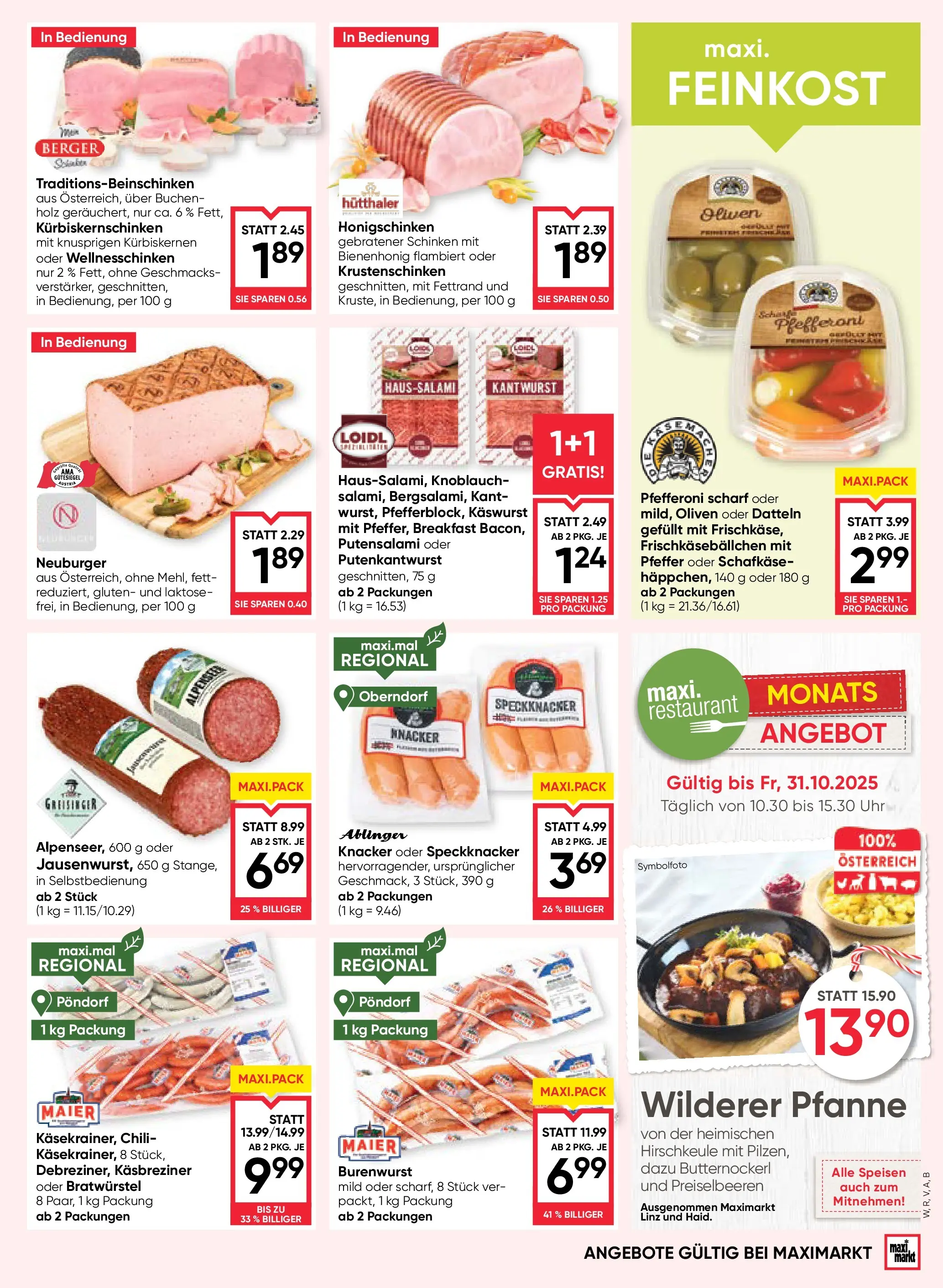 Maximarkt Anif, Bruck an der Großglocknerstraße von 16.10.2025 - Aktuelle Angebote | Seite: 9 | Produkte: Pfeffer, Chili, Szeder, Schinken
