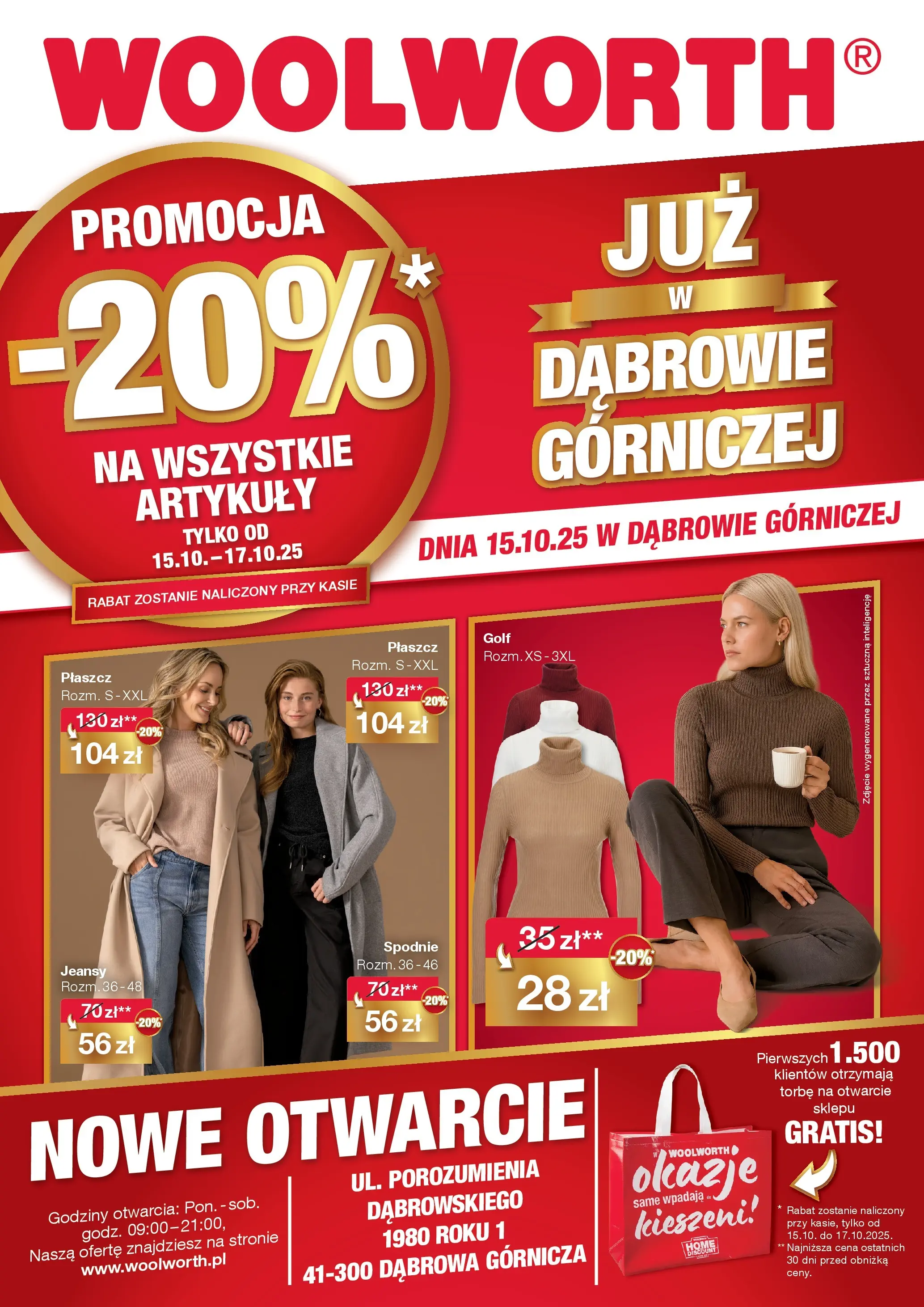 Woolworth Gazetka - Już w Dąbrowa Górnicza od (15.10.2025 - 17.10.2025) | Strona: 1 | Produkty: Płaszcz, Spodnie
