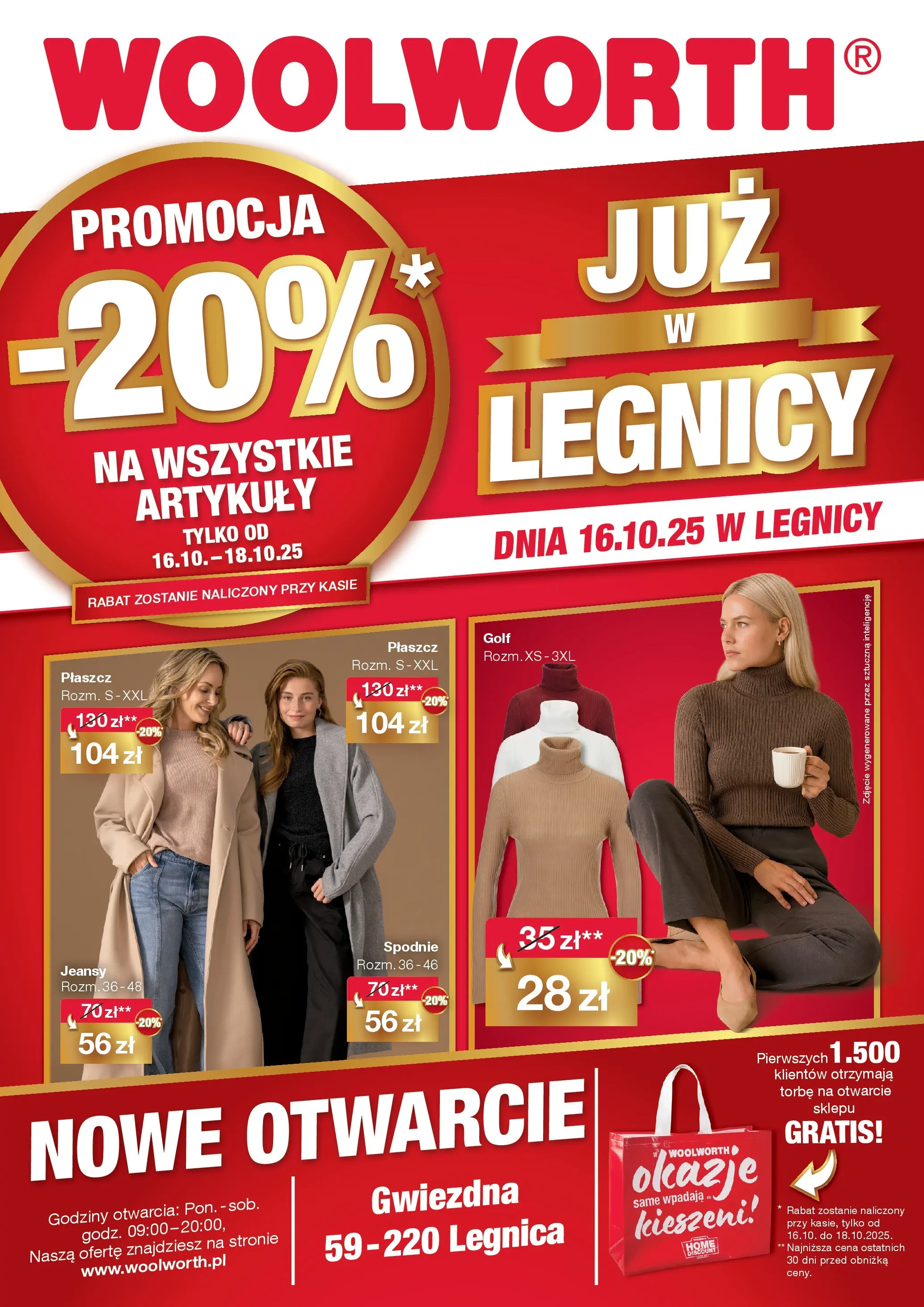 Woolworth Gazetka - Już w Legnicy od (16.10.2025 - 18.10.2025) | Strona: 1 | Produkty: Płaszcz, Spodnie