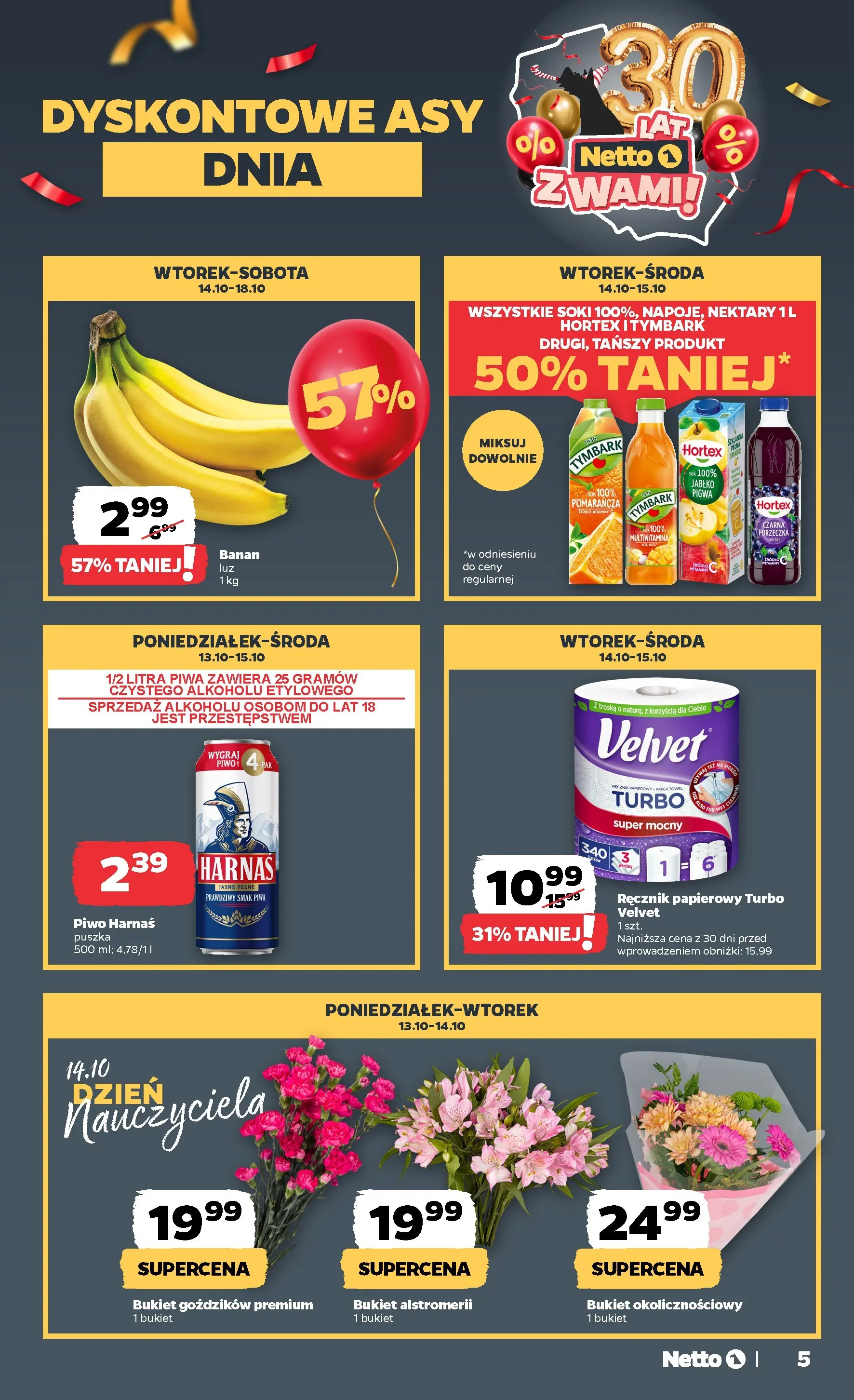 Netto gazetka - Spożywcza od 13.10.2025 - Aktualne promocje | Strona: 5 | Produkty: Pigwa, Sok, Piwo, Ręcznik papierowy