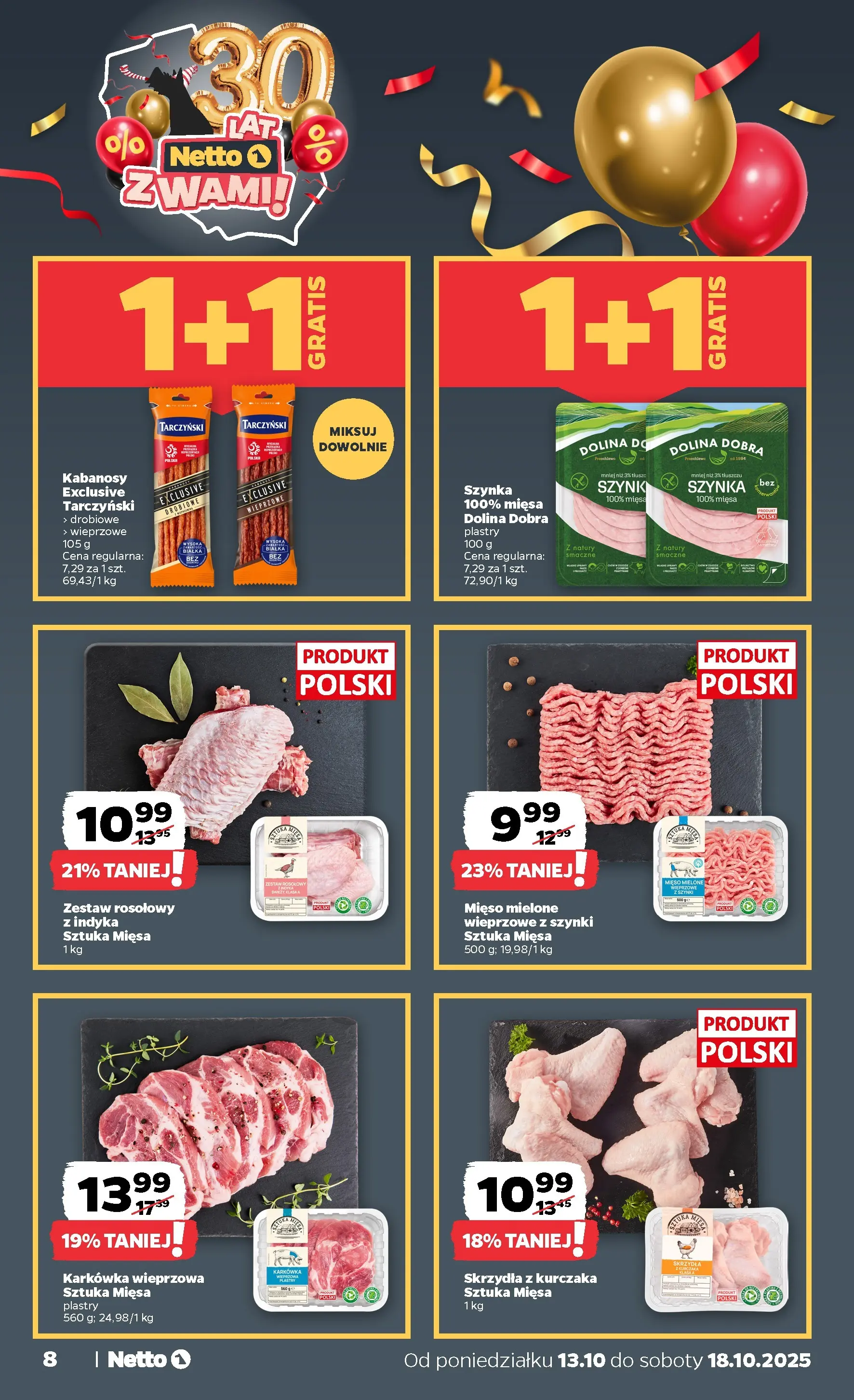 Netto gazetka - Spożywcza od 13.10.2025 - Aktualne promocje | Strona: 8 | Produkty: Karkówka, Karkówka wieprzowa, Mięso, Mięso mielone