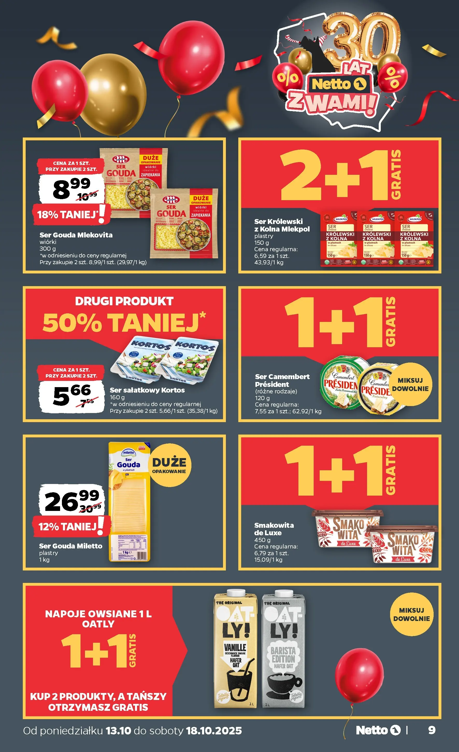 Netto gazetka - Spożywcza od 13.10.2025 - Aktualne promocje | Strona: 9 | Produkty: Ser camembert, Napoje, Ser, Ser gouda