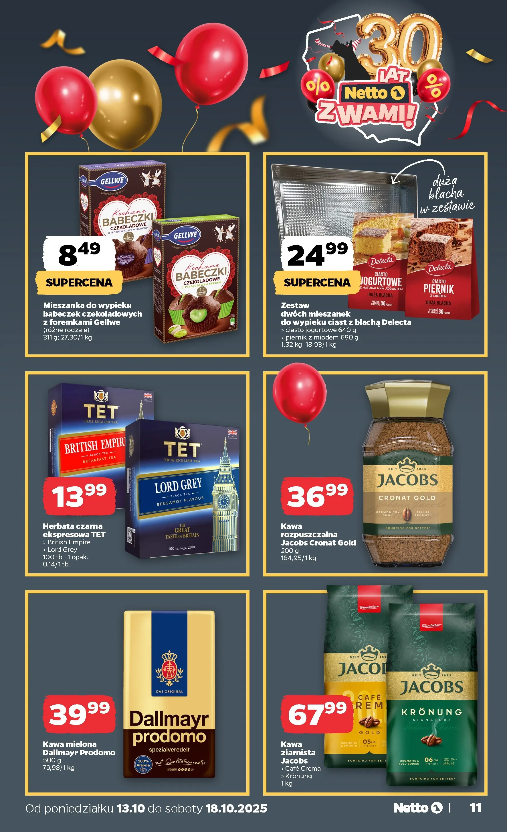 Netto gazetka - Spożywcza od 13.10.2025 - Aktualne promocje | Strona: 11 | Produkty: Piernik, Babeczki, Kawa, Herbata