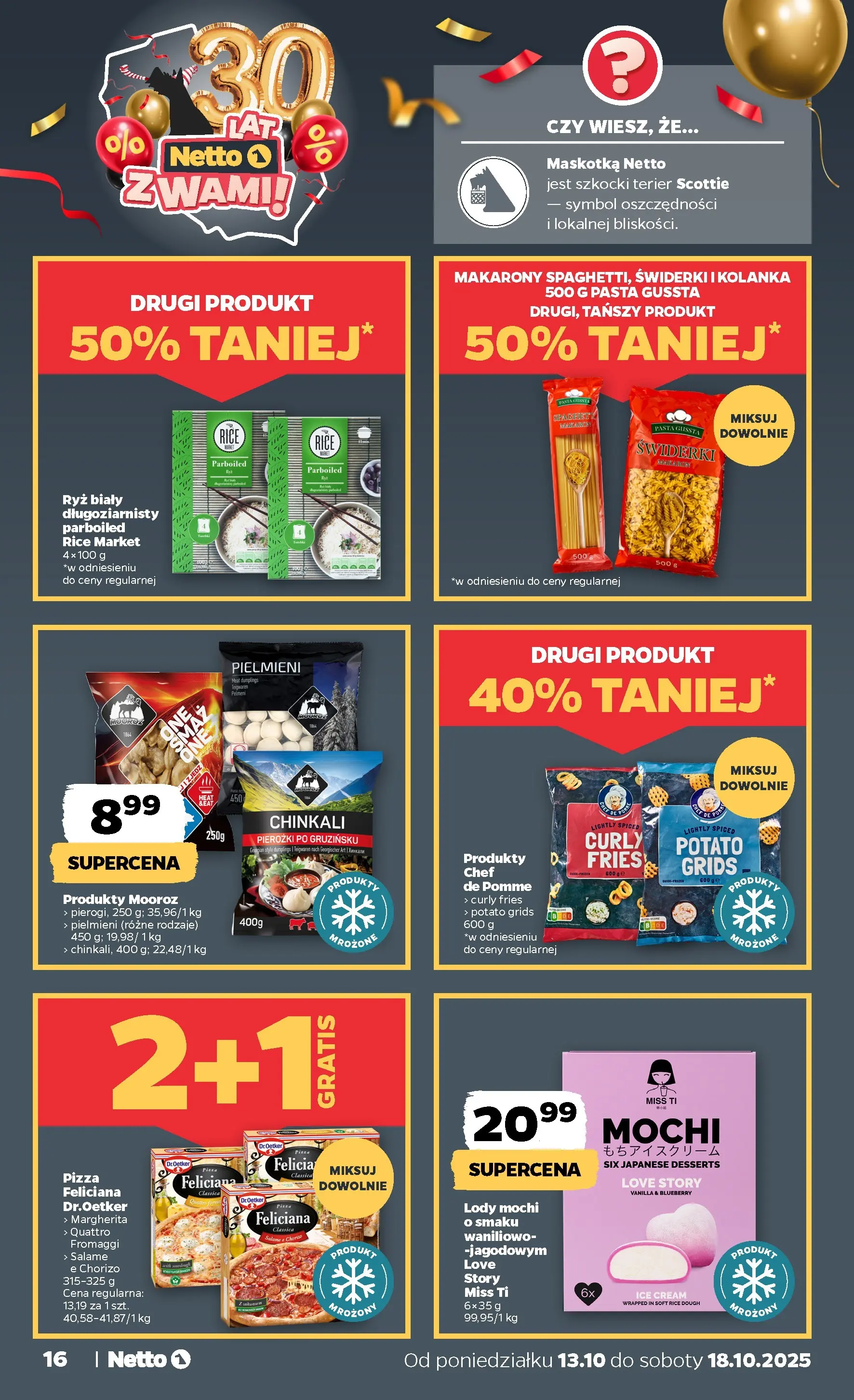 Netto gazetka - Spożywcza od 13.10.2025 - Aktualne promocje | Strona: 16 | Produkty: Pizza, Ryż, Makarony, Lody