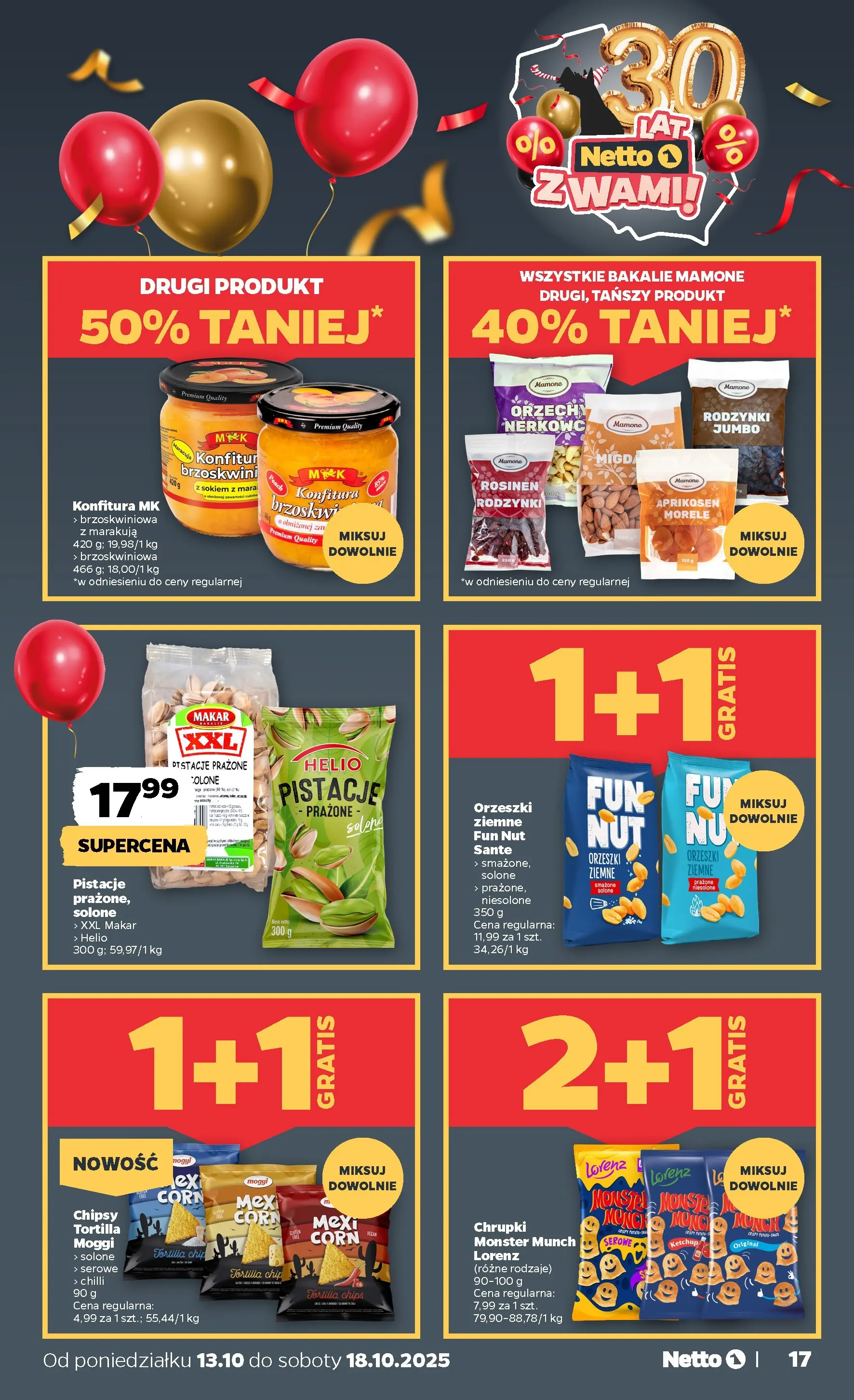 Netto gazetka - Spożywcza od 13.10.2025 - Aktualne promocje | Strona: 17 | Produkty: Ketchup, Chrupki, Orzechy, Rodzynki
