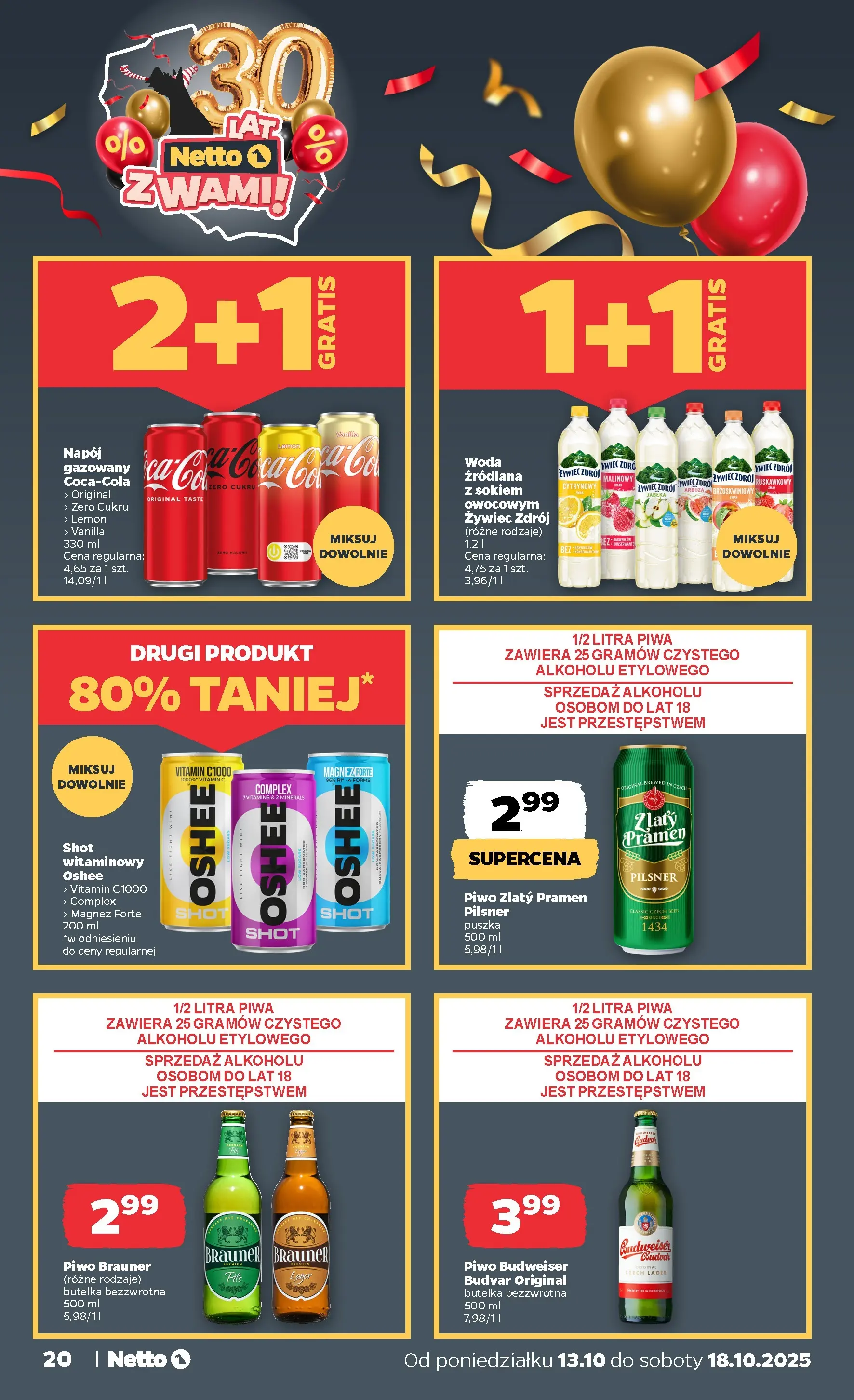 Netto gazetka - Spożywcza od 13.10.2025 - Aktualne promocje | Strona: 20 | Produkty: Piwo, Jabłka, Woda