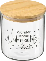 Dekorieren & Einrichten Glasvorratsdose mit Bambusdeckel "Weihnachtsszeit"