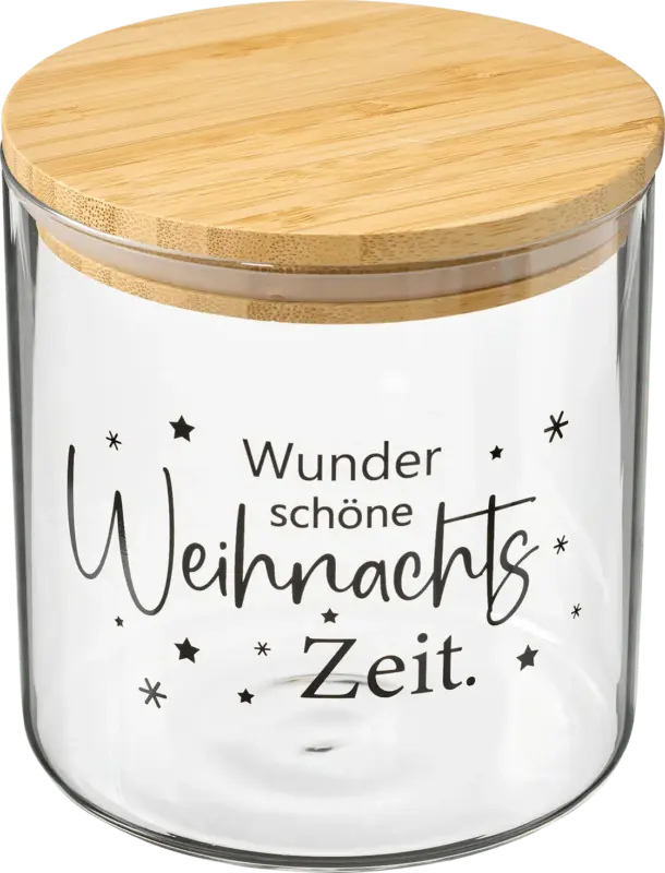 Dekorieren & Einrichten Glasvorratsdose mit Bambusdeckel "Weihnachtsszeit"