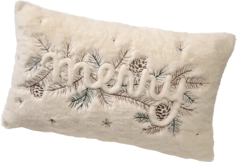 BOLTZE Kissen mit Zweigen "merry", creme-grün-braun
