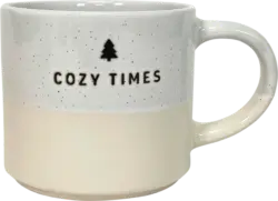 Dekorieren & Einrichten Kaffeebecher "cozy times", gepunktet, creme-weiß