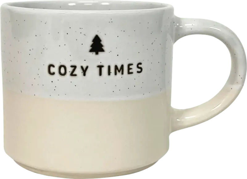 Dekorieren & Einrichten Kaffeebecher "cozy times", gepunktet, creme-weiß