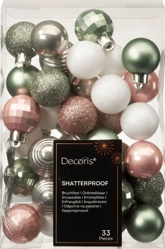 Dekorieren & Einrichten Kugelmix aus Kunststoff, rosa-salbei-weiß