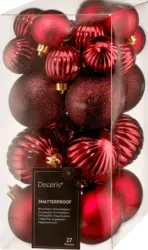 Dekorieren & Einrichten Kugel aus Kunststoff, gerillt, matt-glänzend-beglittert, ochsenblut