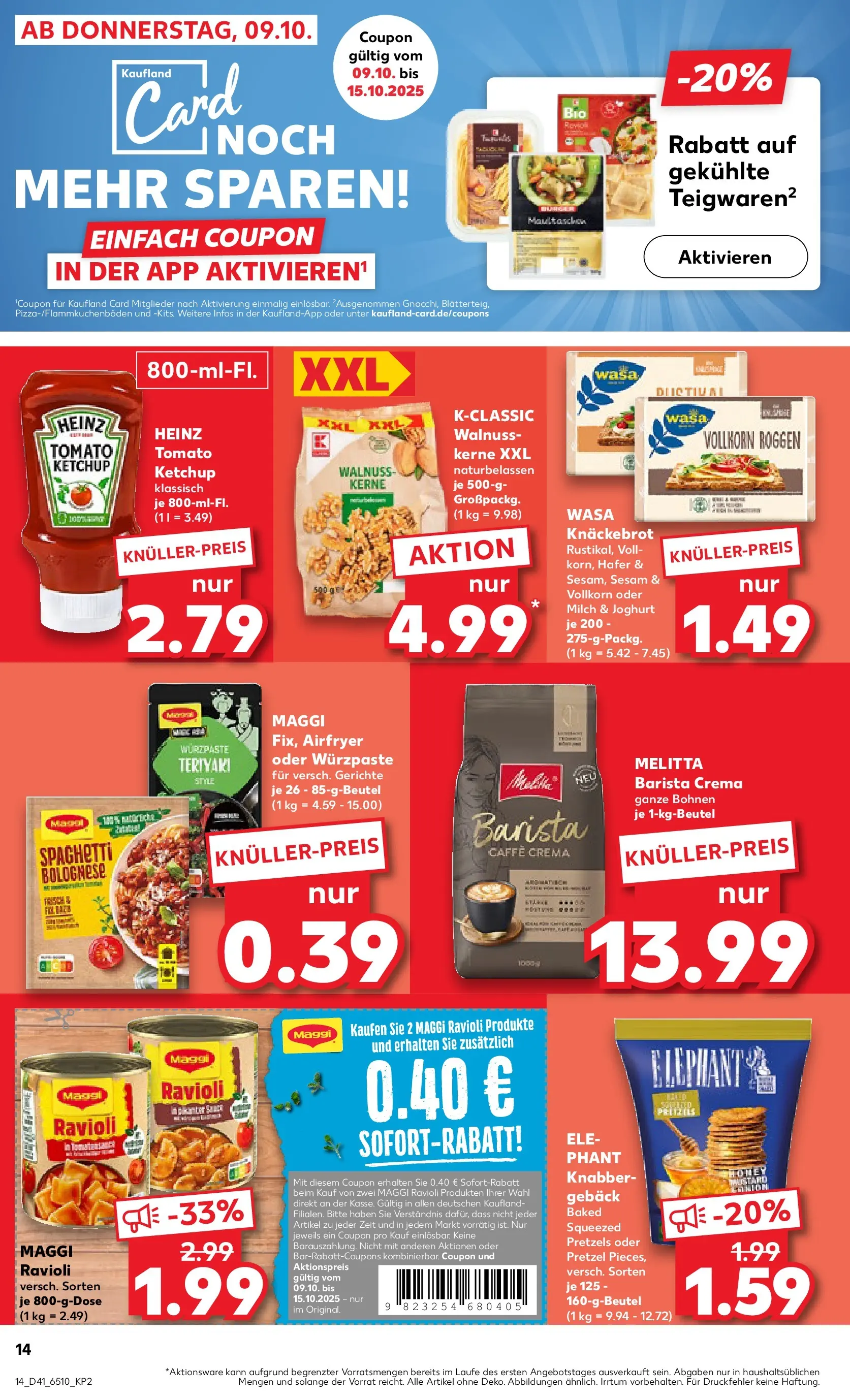 Prospekt Kaufland ab 13.10.2025 » Angebote Online zum Blättern | Seite: 14 | Produkte: Maggi, Joghurt, Pasta, Ketchup