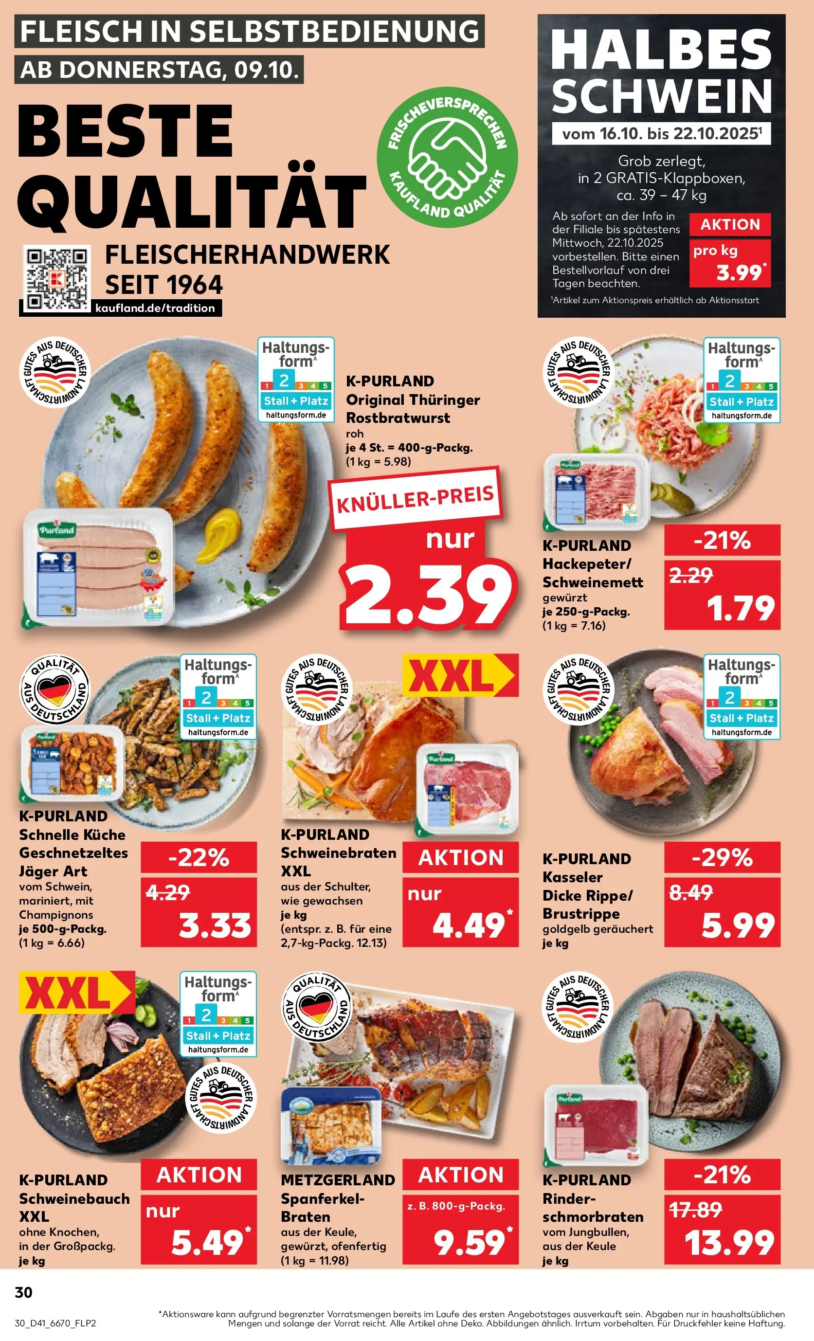 Prospekt Kaufland ab 13.10.2025 » Angebote Online zum Blättern | Seite: 30 | Produkte: Schweinebauch, Küche, Champignons, Fleisch