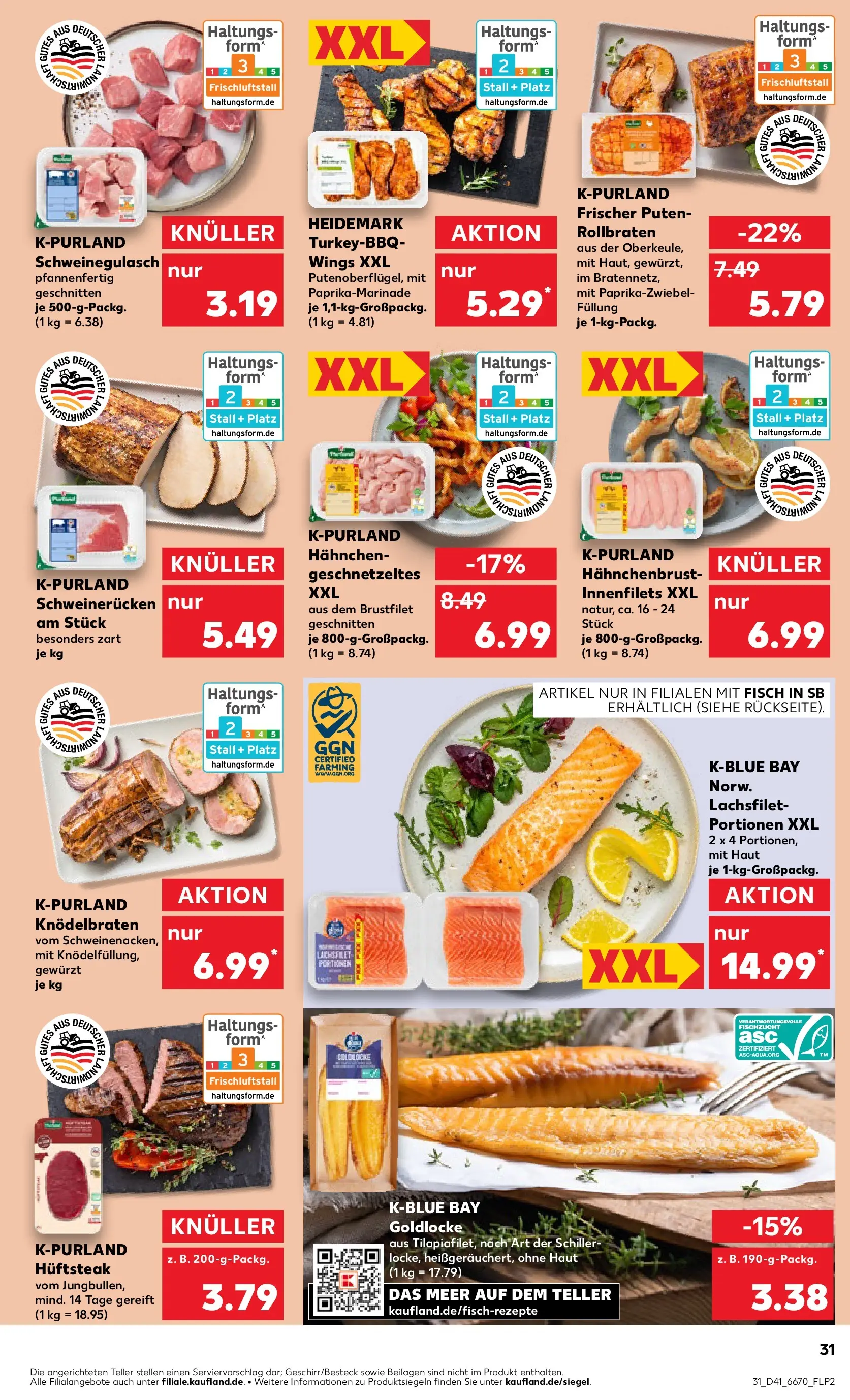 Prospekt Kaufland ab 13.10.2025 » Angebote Online zum Blättern | Seite: 31 | Produkte: Hahnchen, Schweinerucken, Steak, Hahnchenbrust