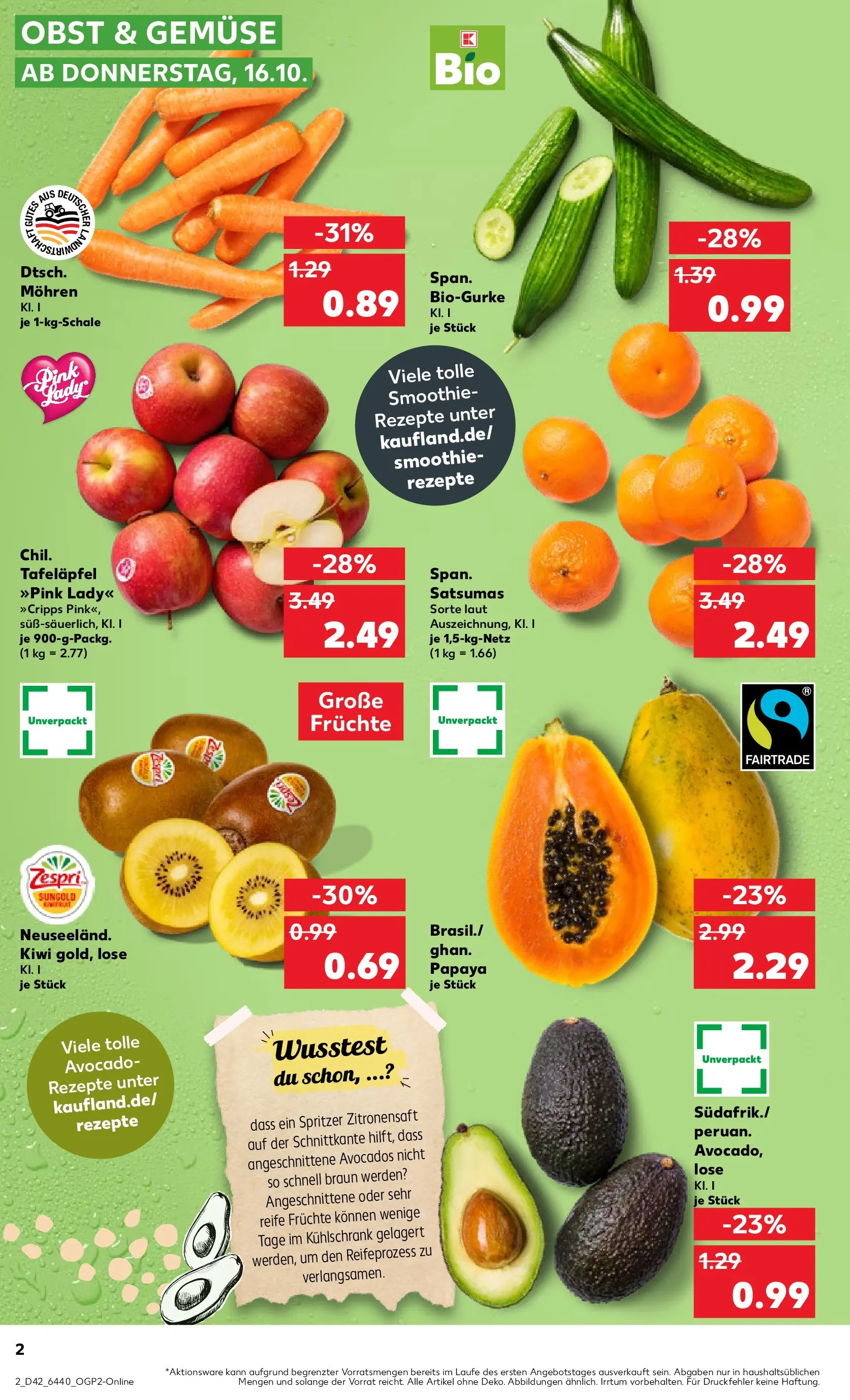 Prospekt Kaufland ab 15.10.2025 » Angebote und Werbung Online | Seite: 2 | Produkte: Kühlschrank, Mohren, Avocado, Kiwi Prospekt Kaufland ab 15.10.2025 » Angebote Online zum Blättern | Seite: 2 | Produkte: Kühlschrank, Mohren, Avocado, Kiwi