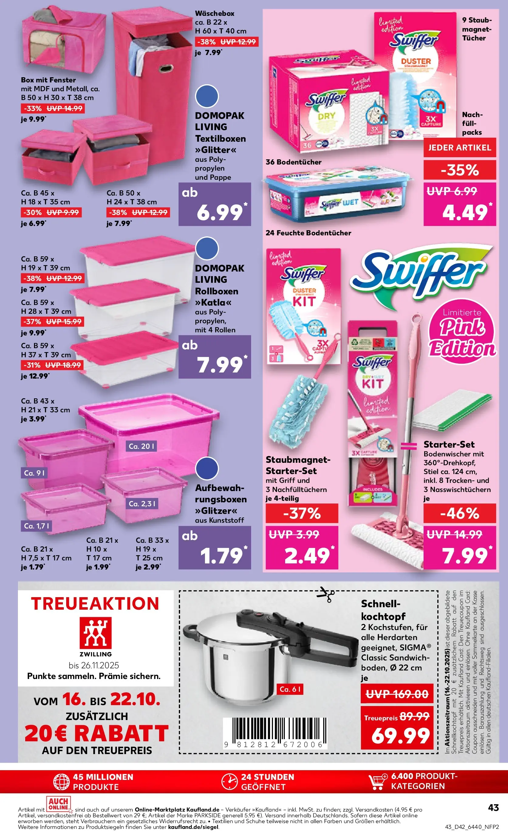 Prospekt Kaufland ab 15.10.2025 » Angebote und Werbung Online | Seite: 43 | Produkte: Box, Swiffer Prospekt Kaufland ab 15.10.2025 » Angebote Online zum Blättern | Seite: 43 | Produkte: Box, Swiffer