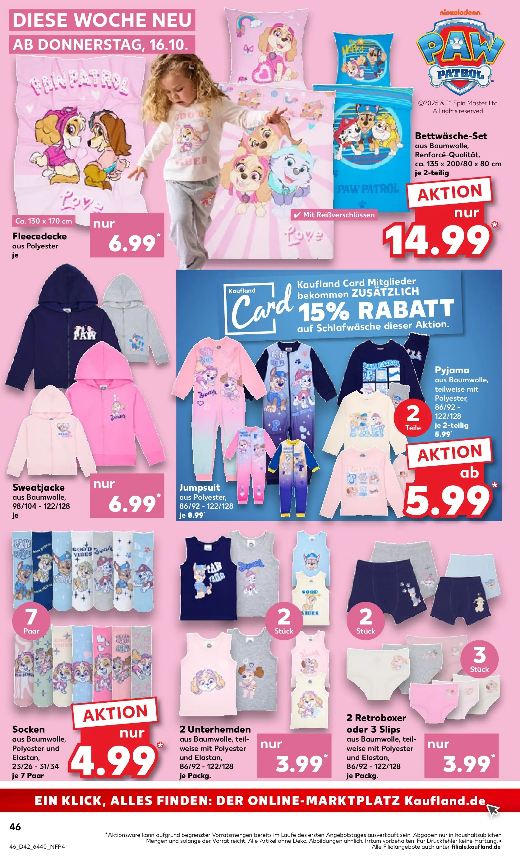 Prospekt Kaufland ab 15.10.2025 » Angebote und Werbung Online | Seite: 46 | Produkte: Jumpsuit, Sweatjacke, Socken, Pyjama Prospekt Kaufland ab 15.10.2025 » Angebote Online zum Blättern | Seite: 46 | Produkte: Jumpsuit, Sweatjacke, Socken, Pyjama