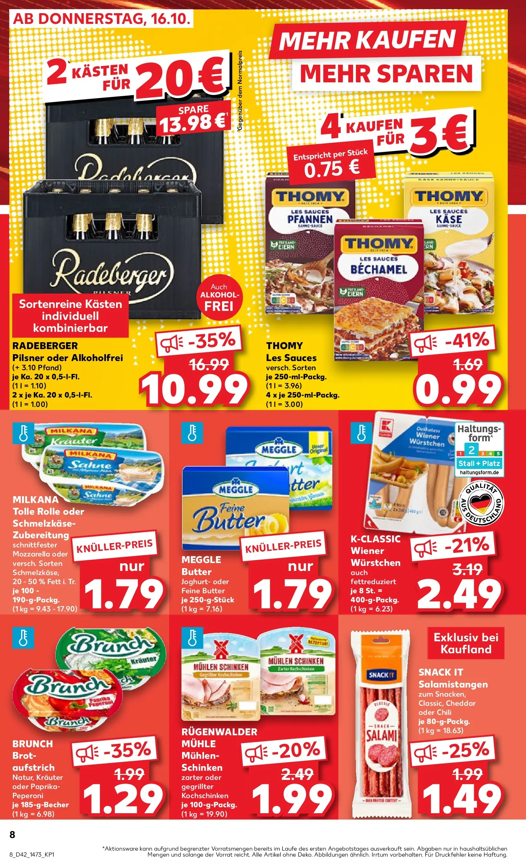 Prospekt Kaufland ab 15.10.2025 » Angebote und Werbung Online | Seite: 8 | Produkte: Thomy les sauces, Käse, Paprika, Meggle butter Prospekt Kaufland ab 15.10.2025 » Angebote Online zum Blättern | Seite: 8 | Produkte: Thomy les sauces, Käse, Paprika, Meggle butter