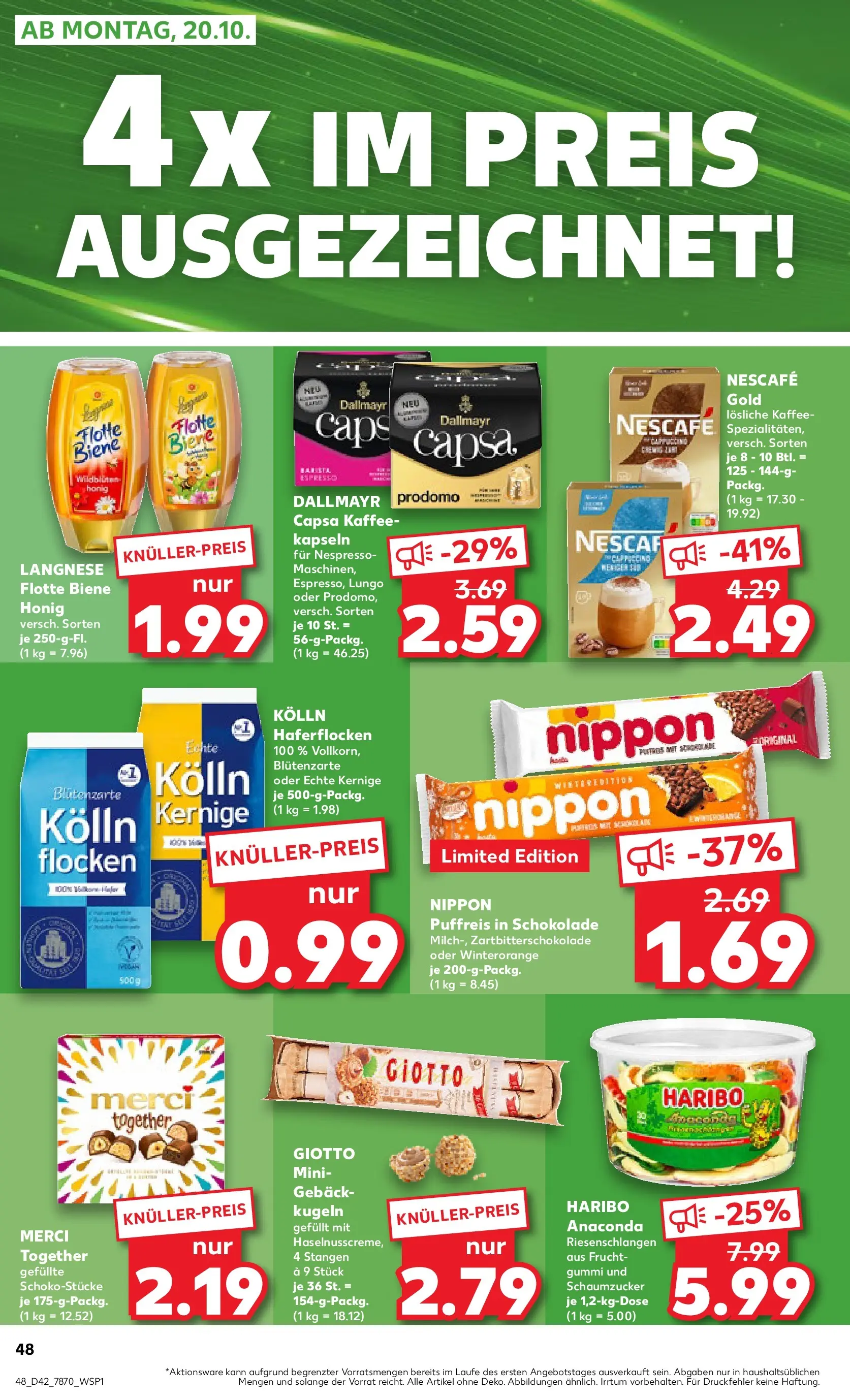 Prospekt Kaufland ab 15.10.2025 » Angebote und Werbung Online | Seite: 48 | Produkte: Langnese, Haribo, Dallmayr, Flocken Prospekt Kaufland ab 15.10.2025 » Angebote Online zum Blättern | Seite: 48 | Produkte: Langnese, Haribo, Dallmayr, Flocken