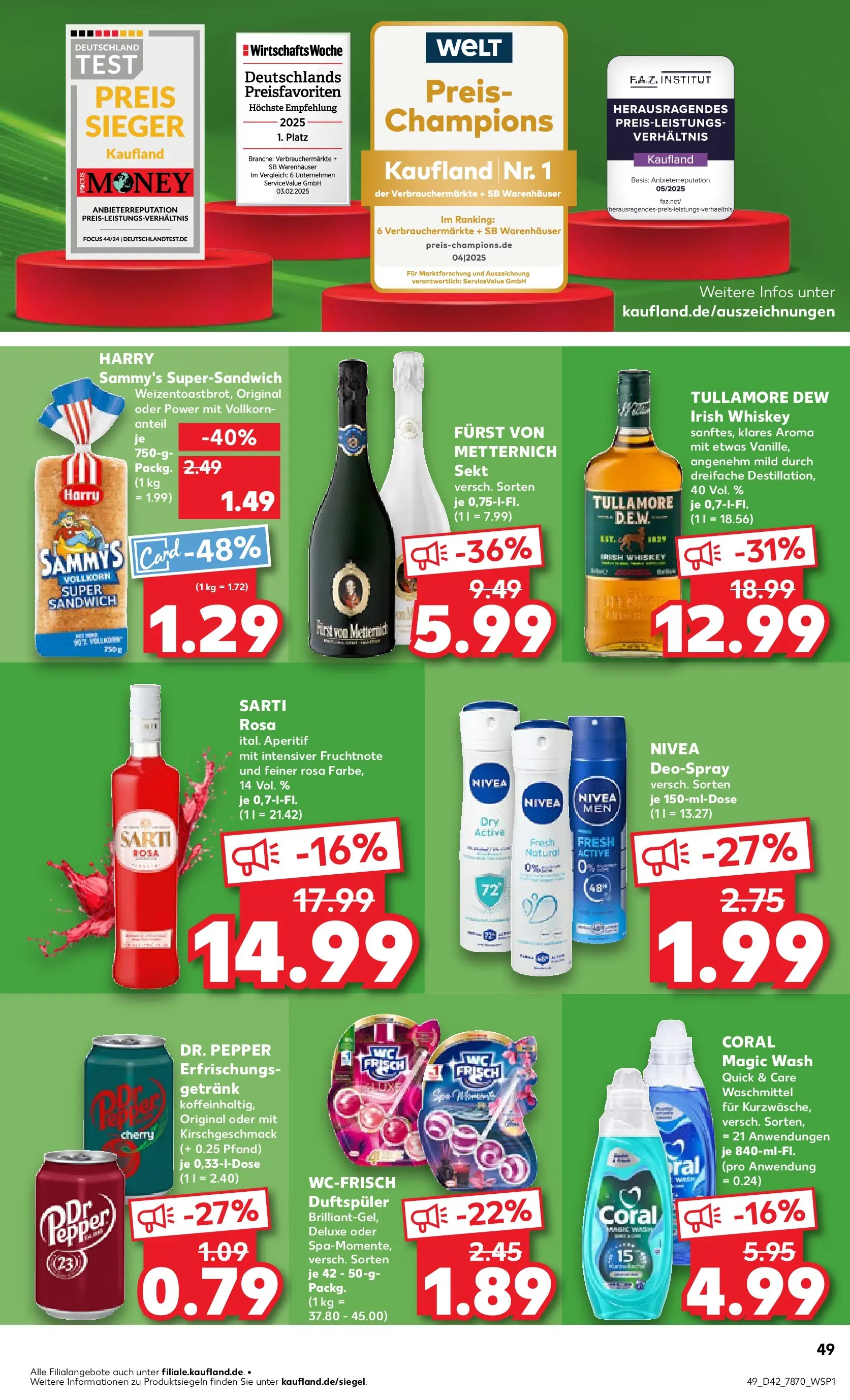 Prospekt Kaufland ab 15.10.2025 » Angebote und Werbung Online | Seite: 49 | Produkte: Furst von metternich, Coral, Coral waschmittel, Whiskey Prospekt Kaufland ab 15.10.2025 » Angebote Online zum Blättern | Seite: 49 | Produkte: Furst von metternich, Coral, Coral waschmittel, Whiskey