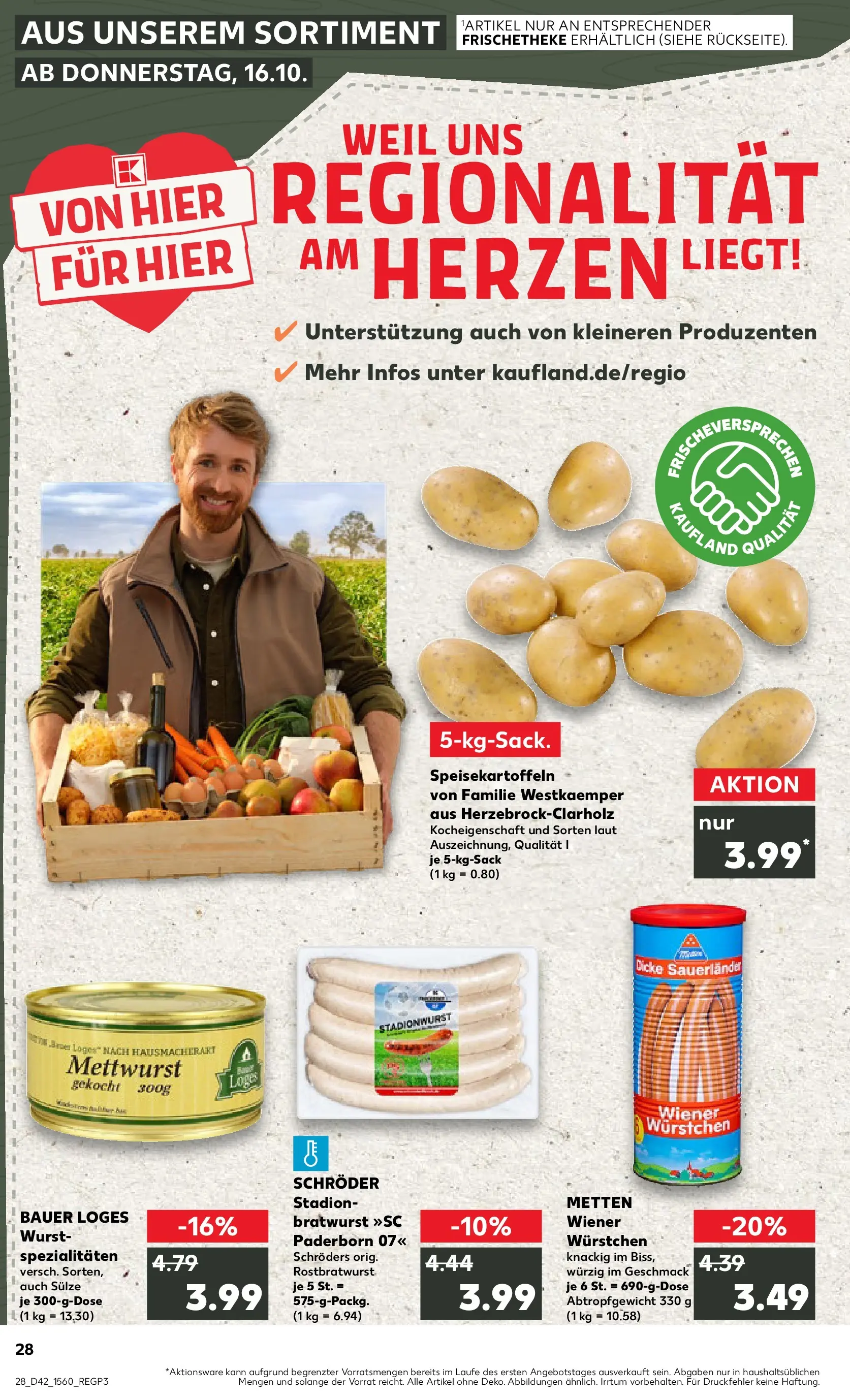 Prospekt Kaufland ab 15.10.2025 » Angebote und Werbung Online | Seite: 28 | Produkte: Wiener wurstchen, Bratwurst, Wurst Prospekt Kaufland ab 15.10.2025 » Angebote Online zum Blättern | Seite: 28 | Produkte: Wiener wurstchen, Bratwurst, Wurst