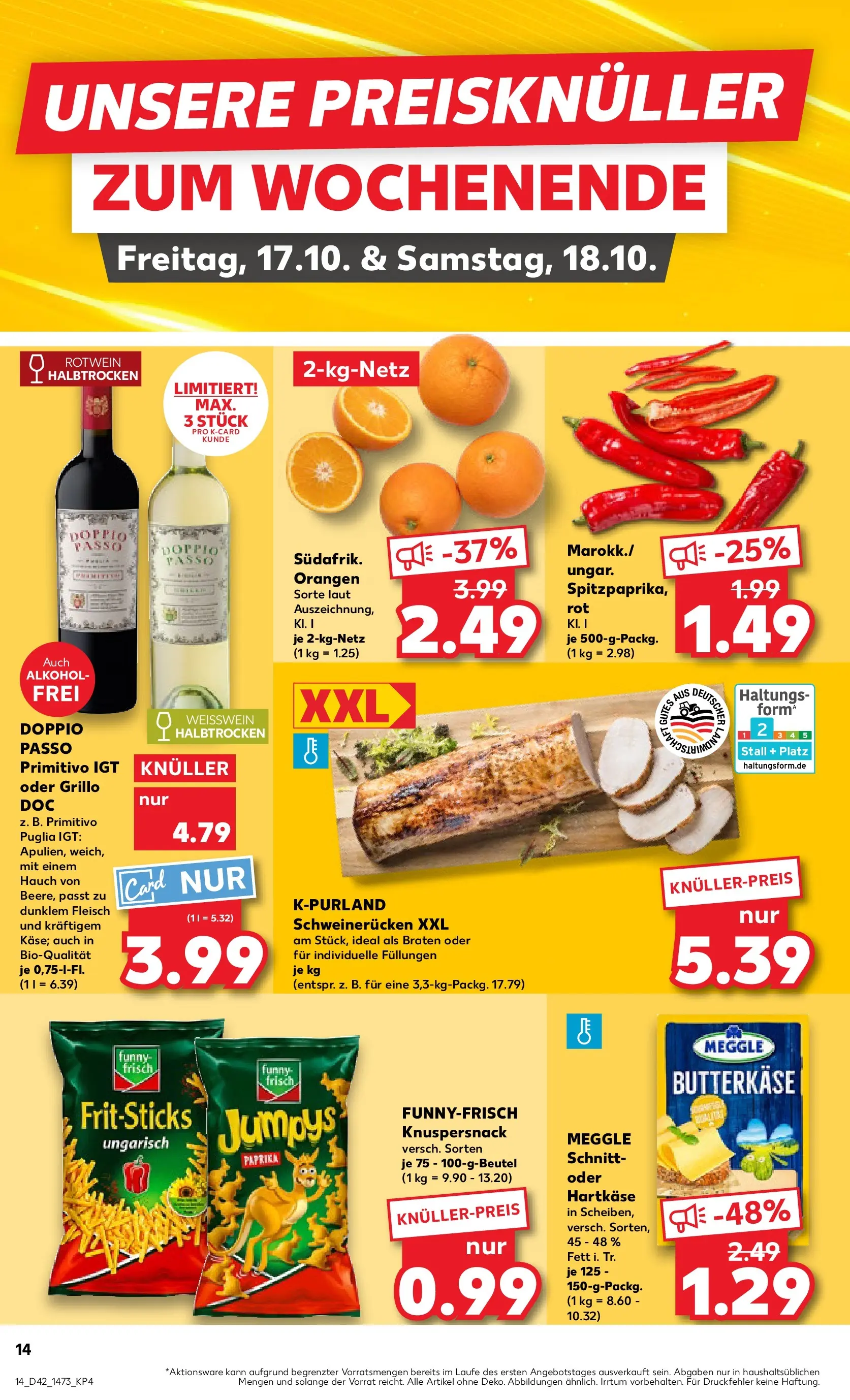 Prospekt Kaufland ab 15.10.2025 » Angebote und Werbung Online | Seite: 14 | Produkte: Rotwein, Rotwein halbtrocken, Weißwein halbtrocken, Doppio Passo Prospekt Kaufland ab 15.10.2025 » Angebote Online zum Blättern | Seite: 14 | Produkte: Rotwein, Rotwein halbtrocken, Weißwein halbtrocken, Doppio Passo