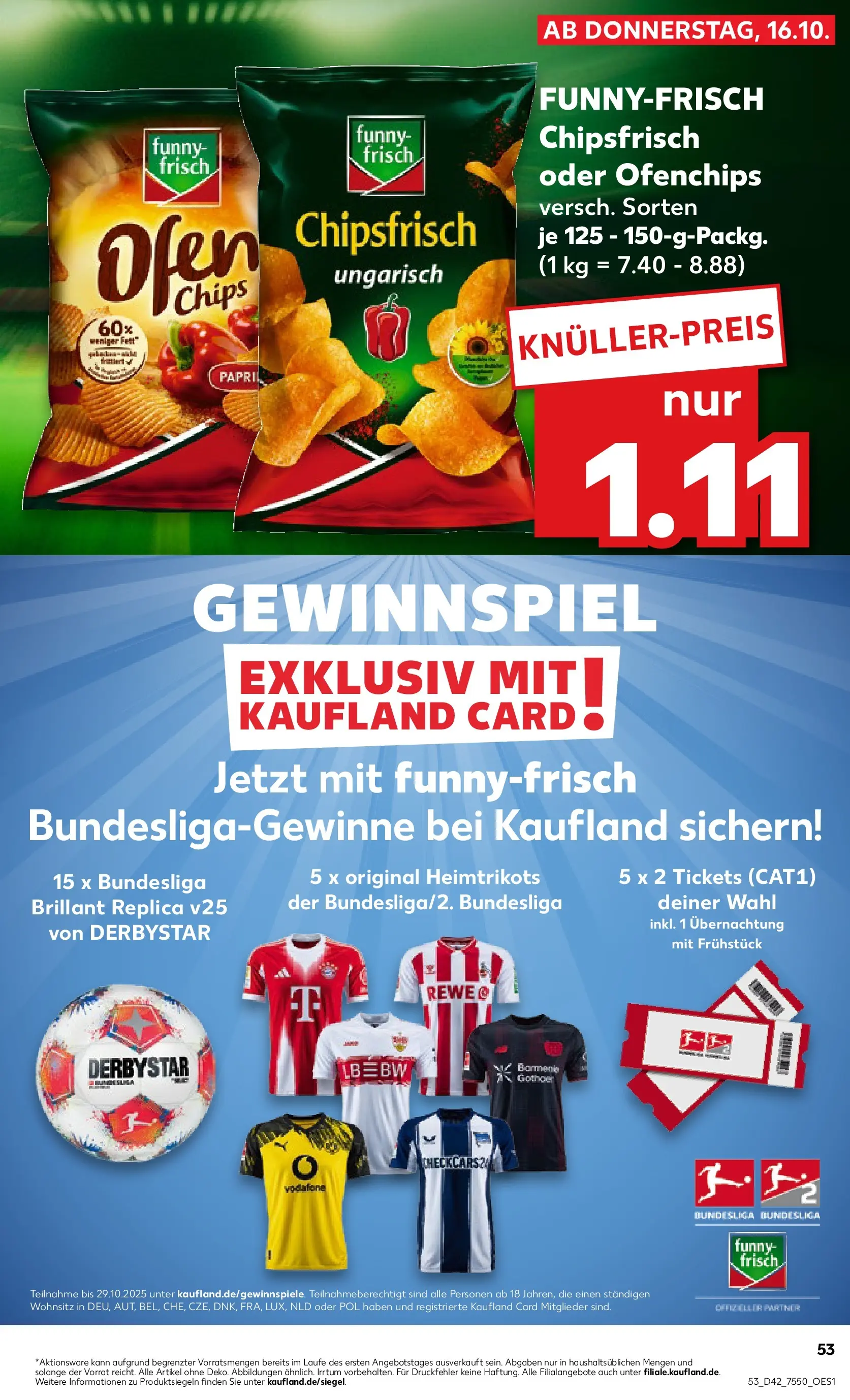 Prospekt Kaufland ab 15.10.2025 » Angebote und Werbung Online | Seite: 53 | Produkte: Ofen, Funny frisch, Football, Chips Prospekt Kaufland ab 15.10.2025 » Angebote Online zum Blättern | Seite: 53 | Produkte: Ofen, Funny frisch, Football, Chips