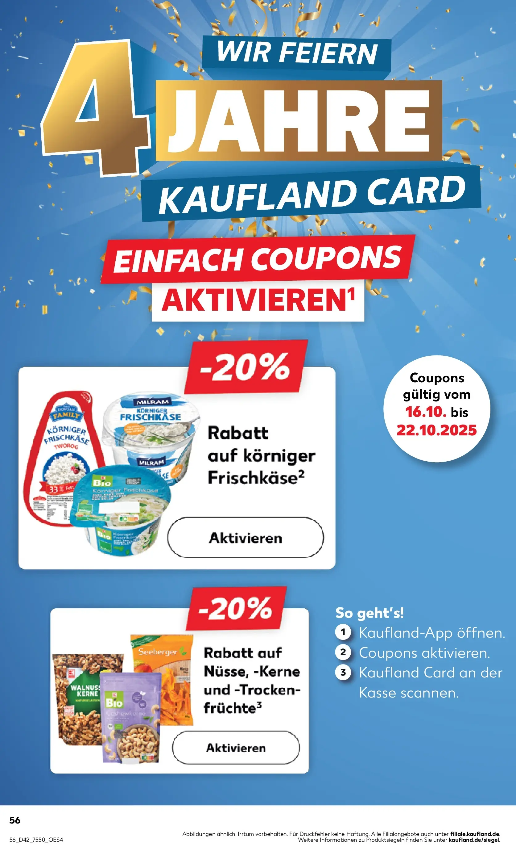 Prospekt Kaufland ab 15.10.2025 » Angebote und Werbung Online | Seite: 56 | Produkte: Milram, Frischkase Prospekt Kaufland ab 15.10.2025 » Angebote Online zum Blättern | Seite: 56 | Produkte: Milram, Frischkase