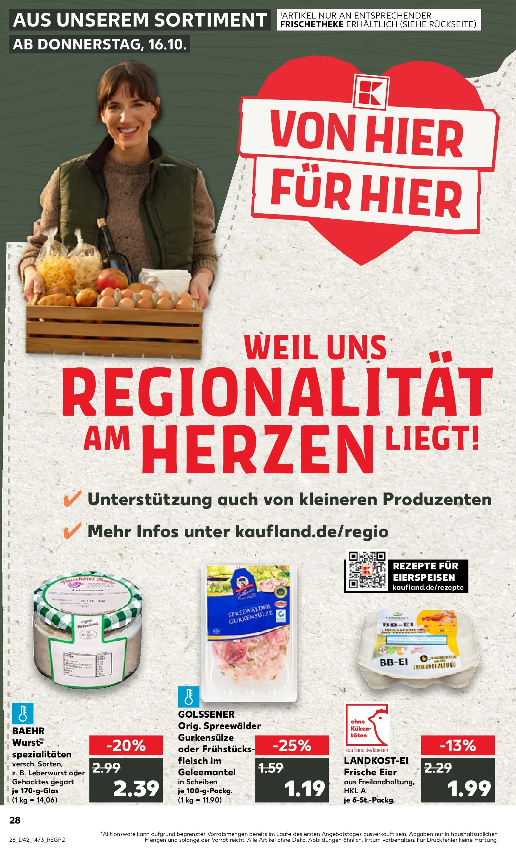 Prospekt Kaufland ab 15.10.2025 » Angebote und Werbung Online | Seite: 28 | Produkte: Eier, Wurst, Fleisch Prospekt Kaufland ab 15.10.2025 » Angebote Online zum Blättern | Seite: 28 | Produkte: Eier, Wurst, Fleisch